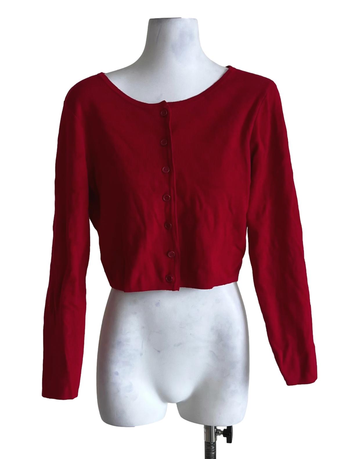 Candy Red Jewel Neckline Blouse