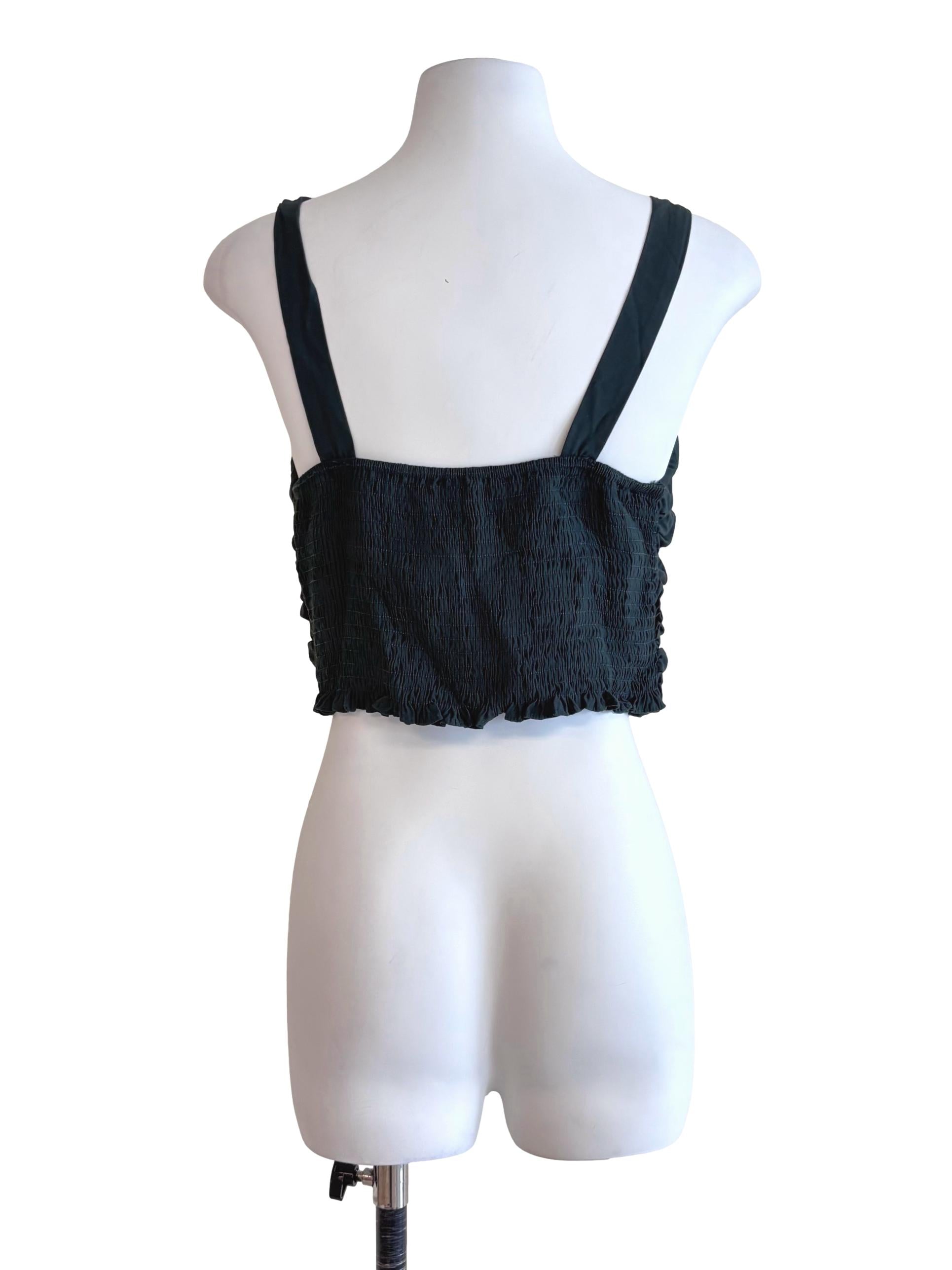 Dark Green Ruched Sleeveless Top TEM