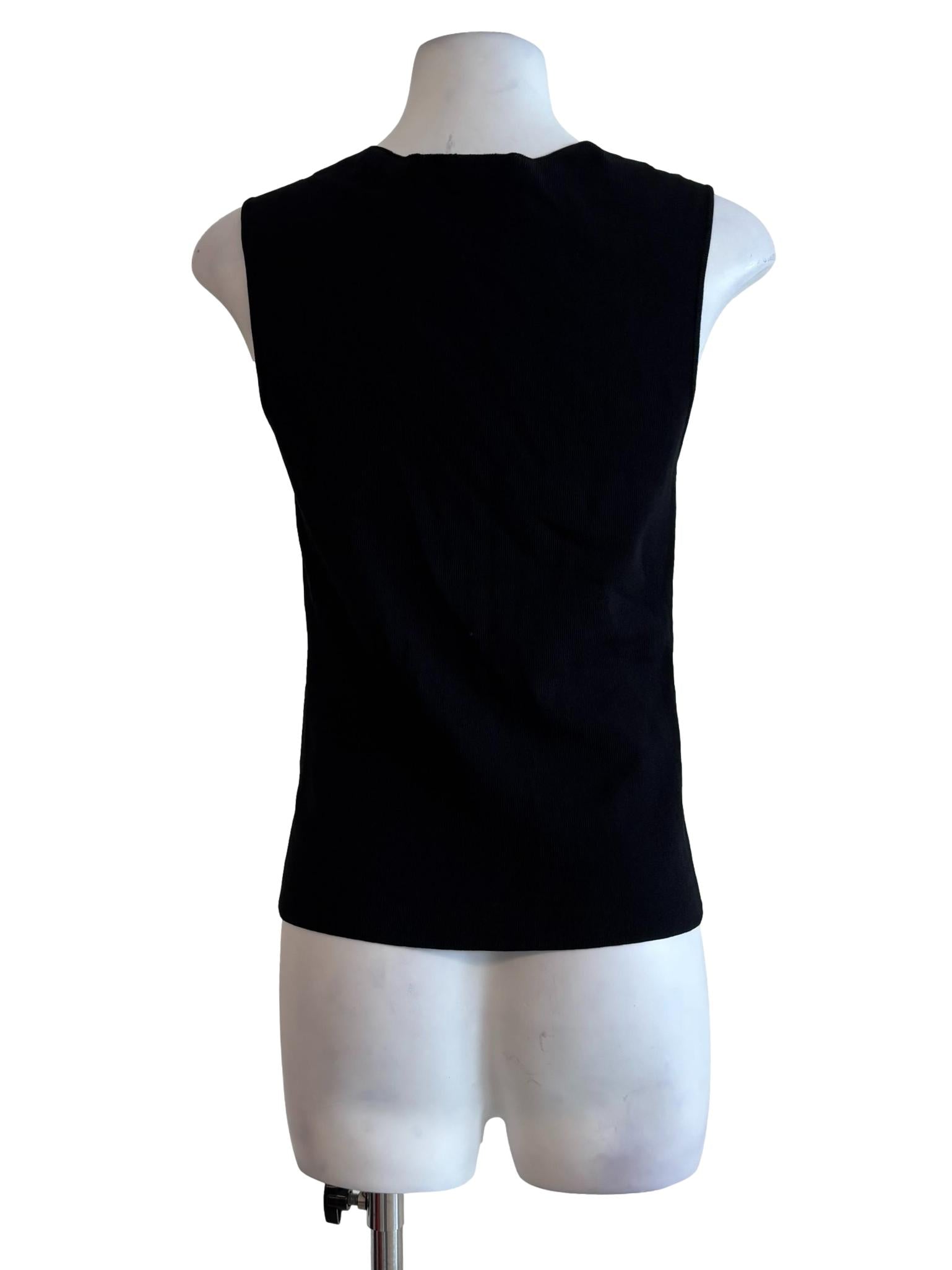 Black Diamond Neck Sleeveless Ribbed Top