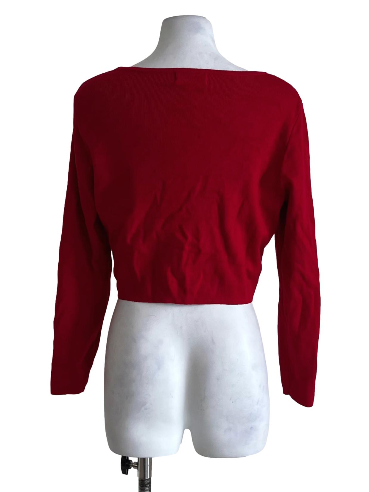 Candy Red Jewel Neckline Blouse