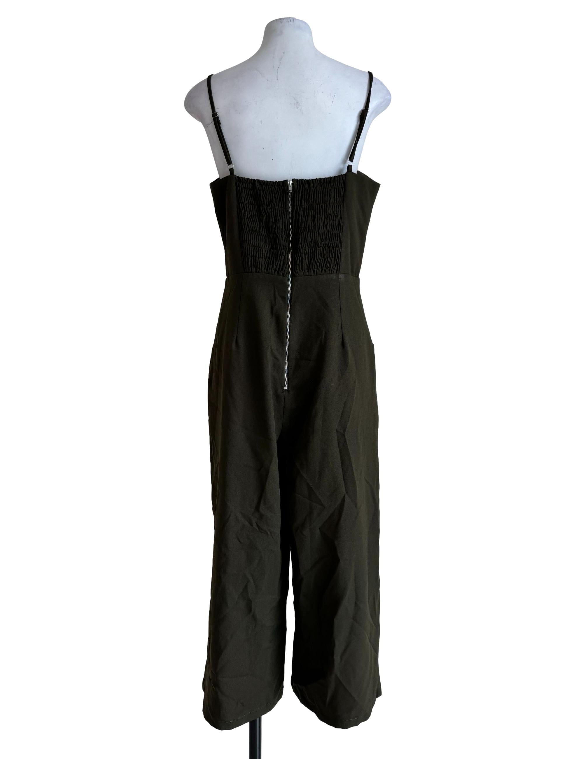 Moss Green Front Button Jumpsuit