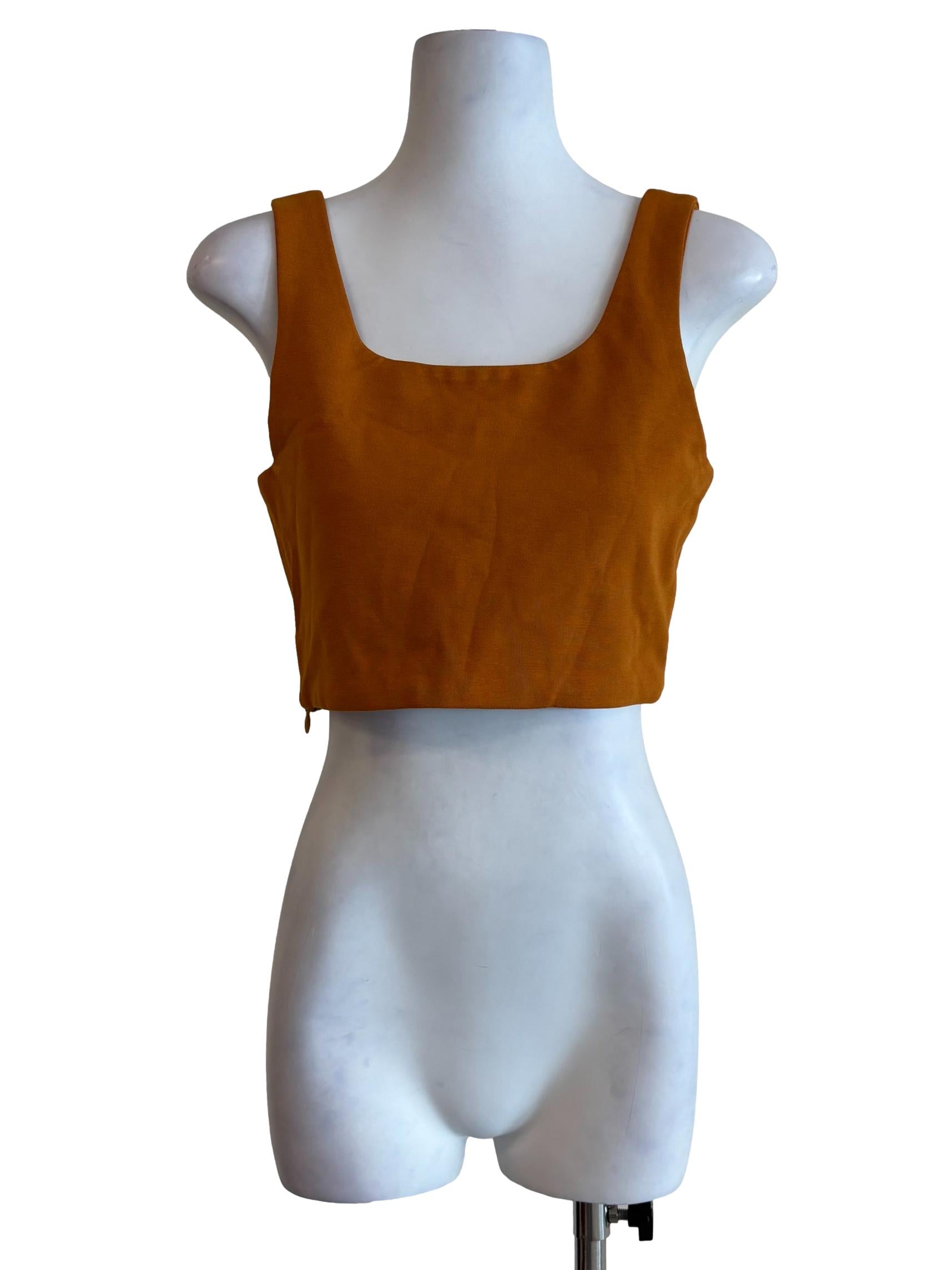 Cinnamon Brown Square Neck Tank Top