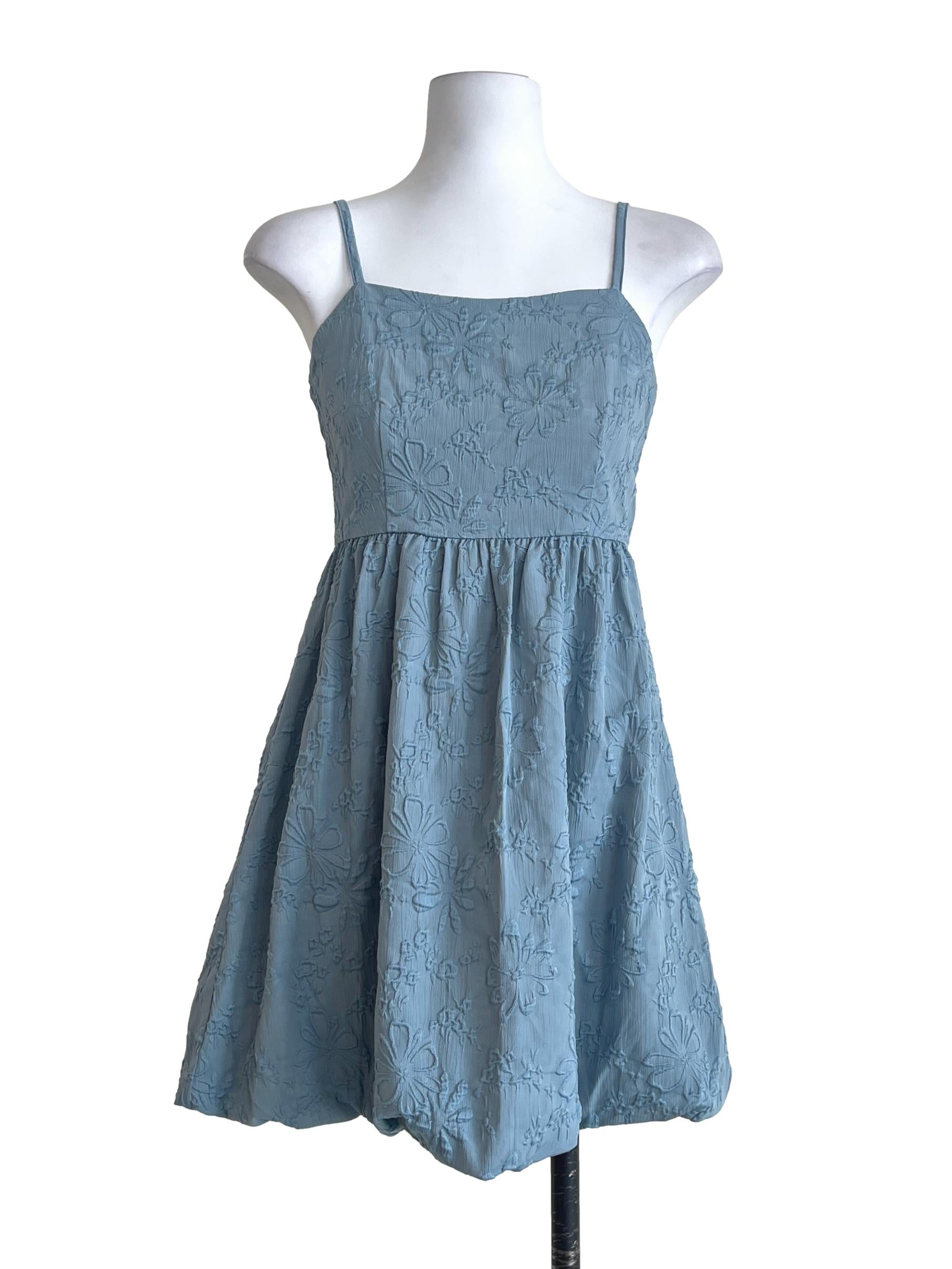 Sky Blue Straight Across A-Line Dress