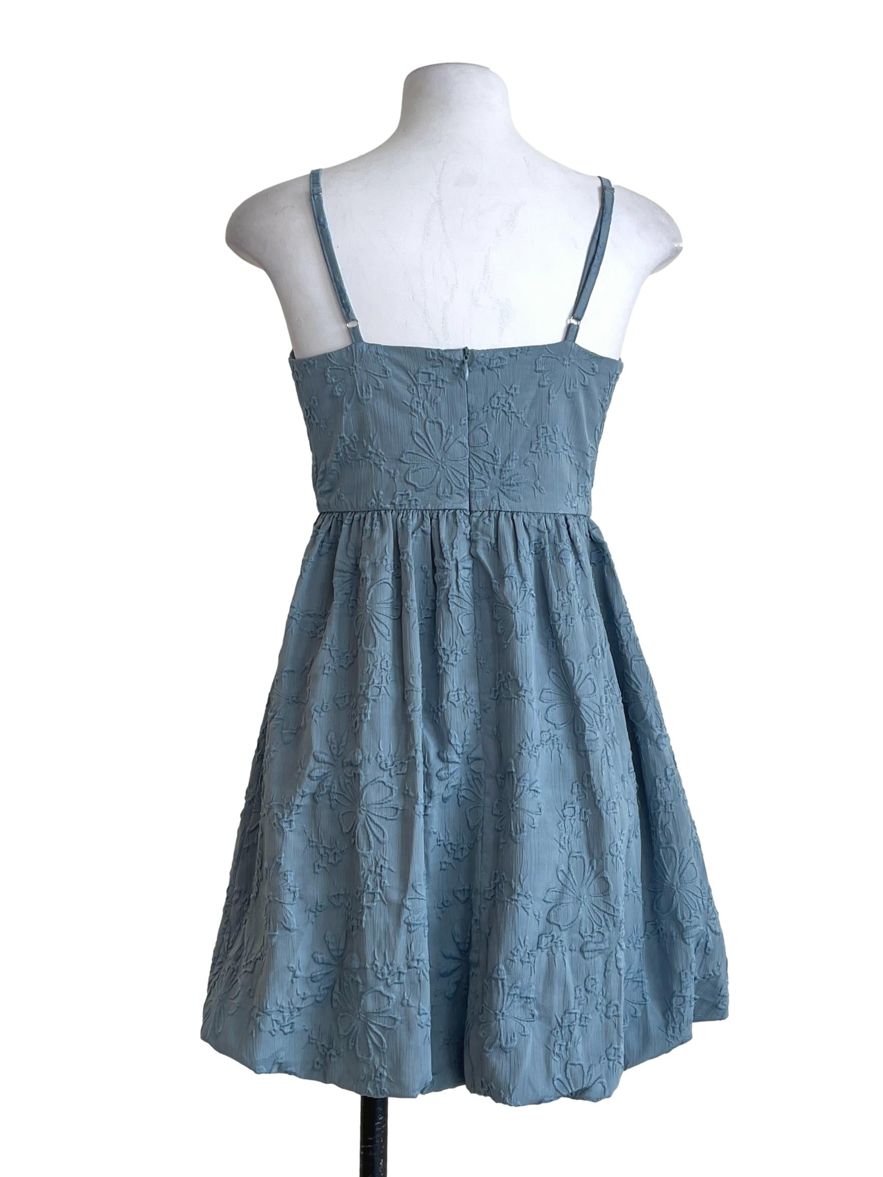 Sky Blue Straight Across A-Line Dress