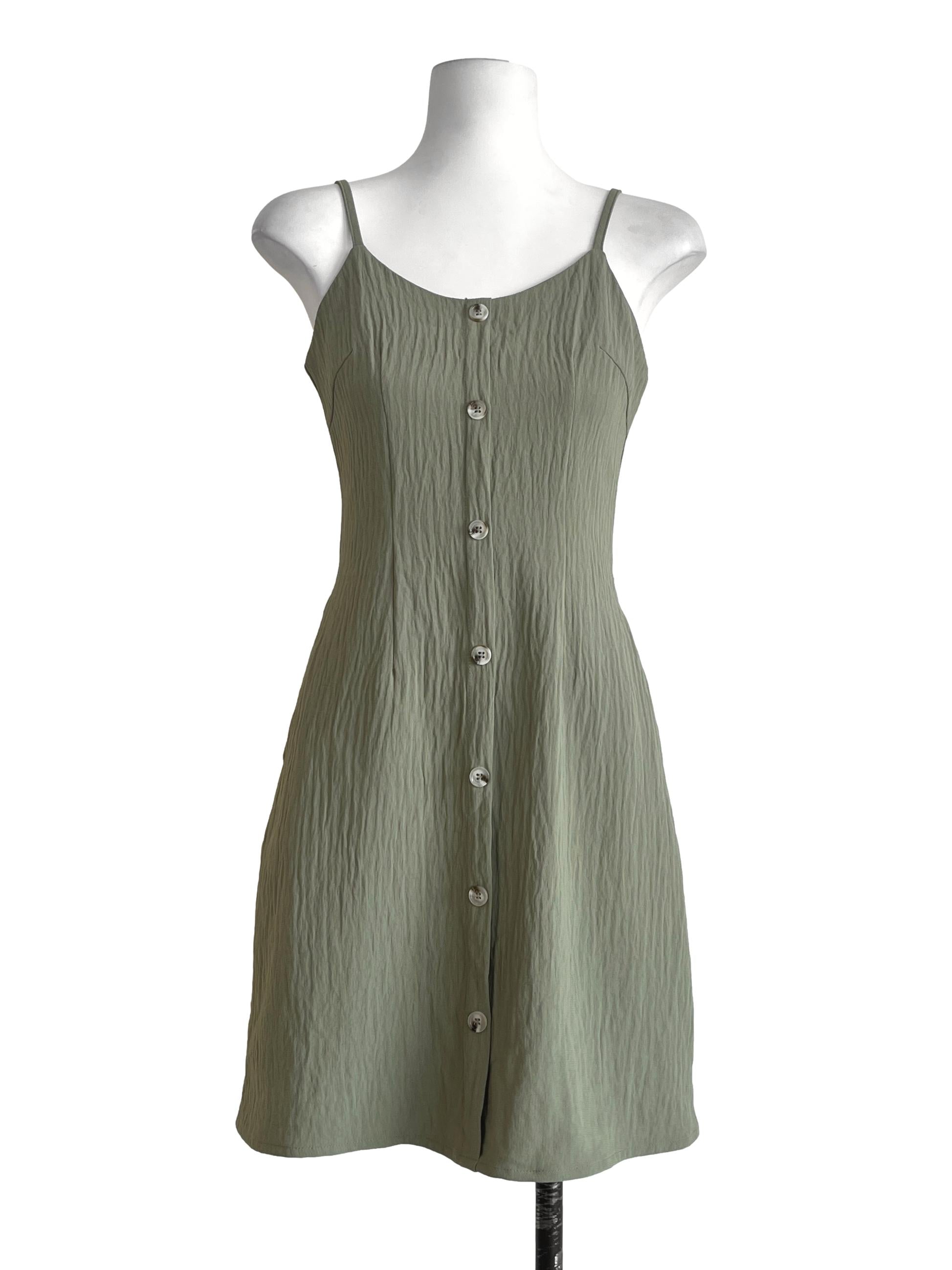 Olive Green Halter Slip Dress