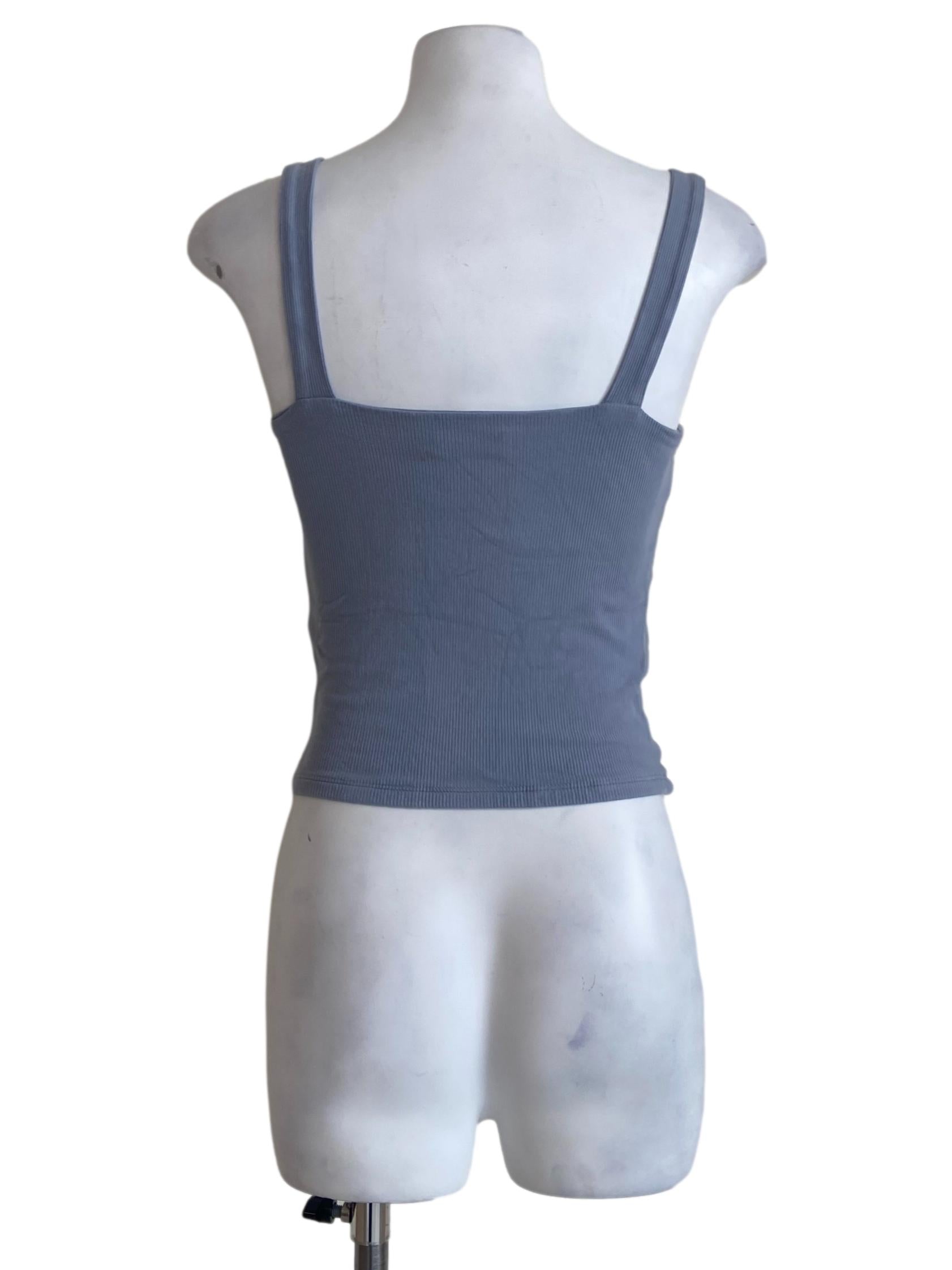 Sky Blue Sleeveless Twill Crop Top