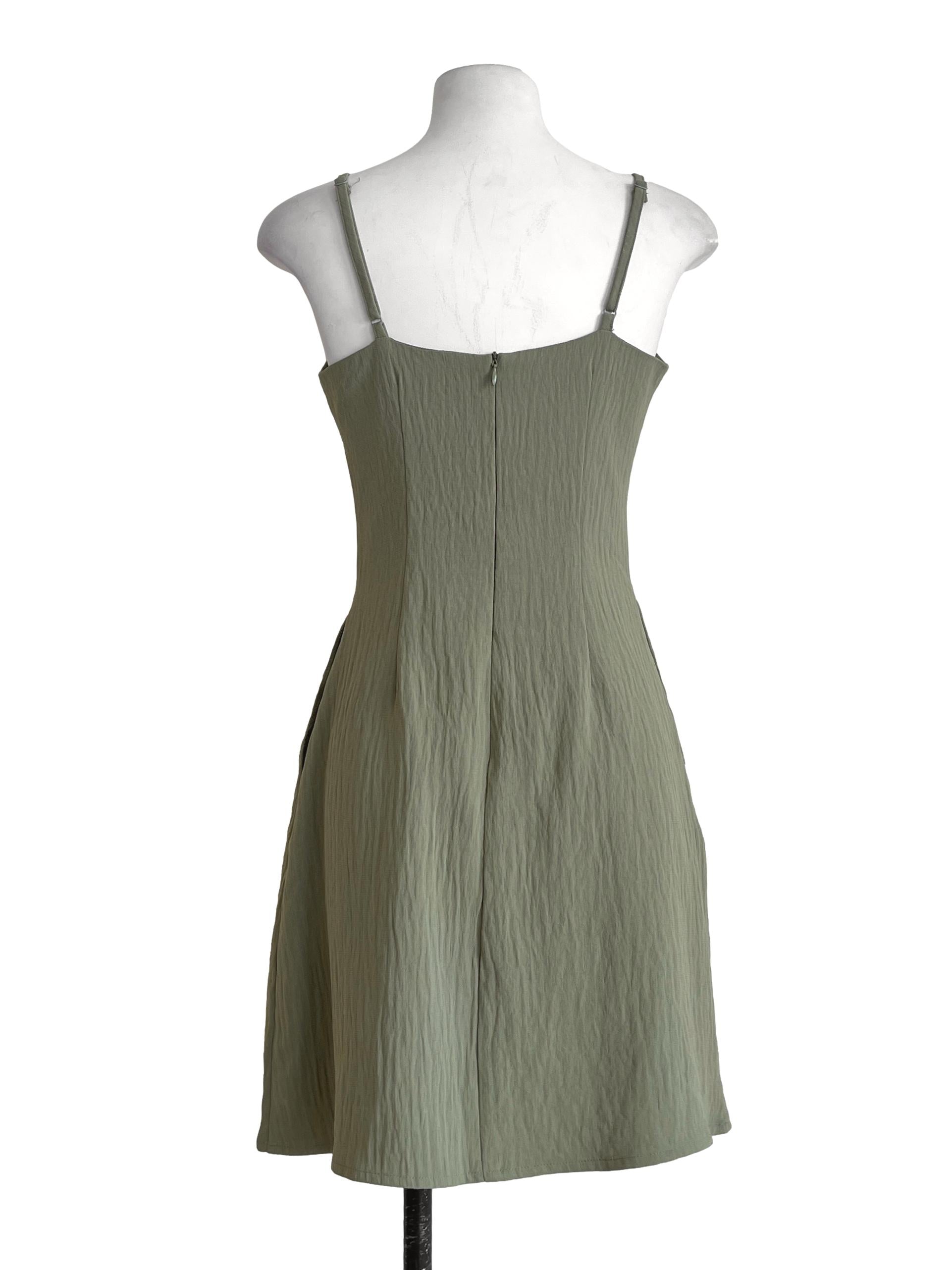 Olive Green Halter Slip Dress