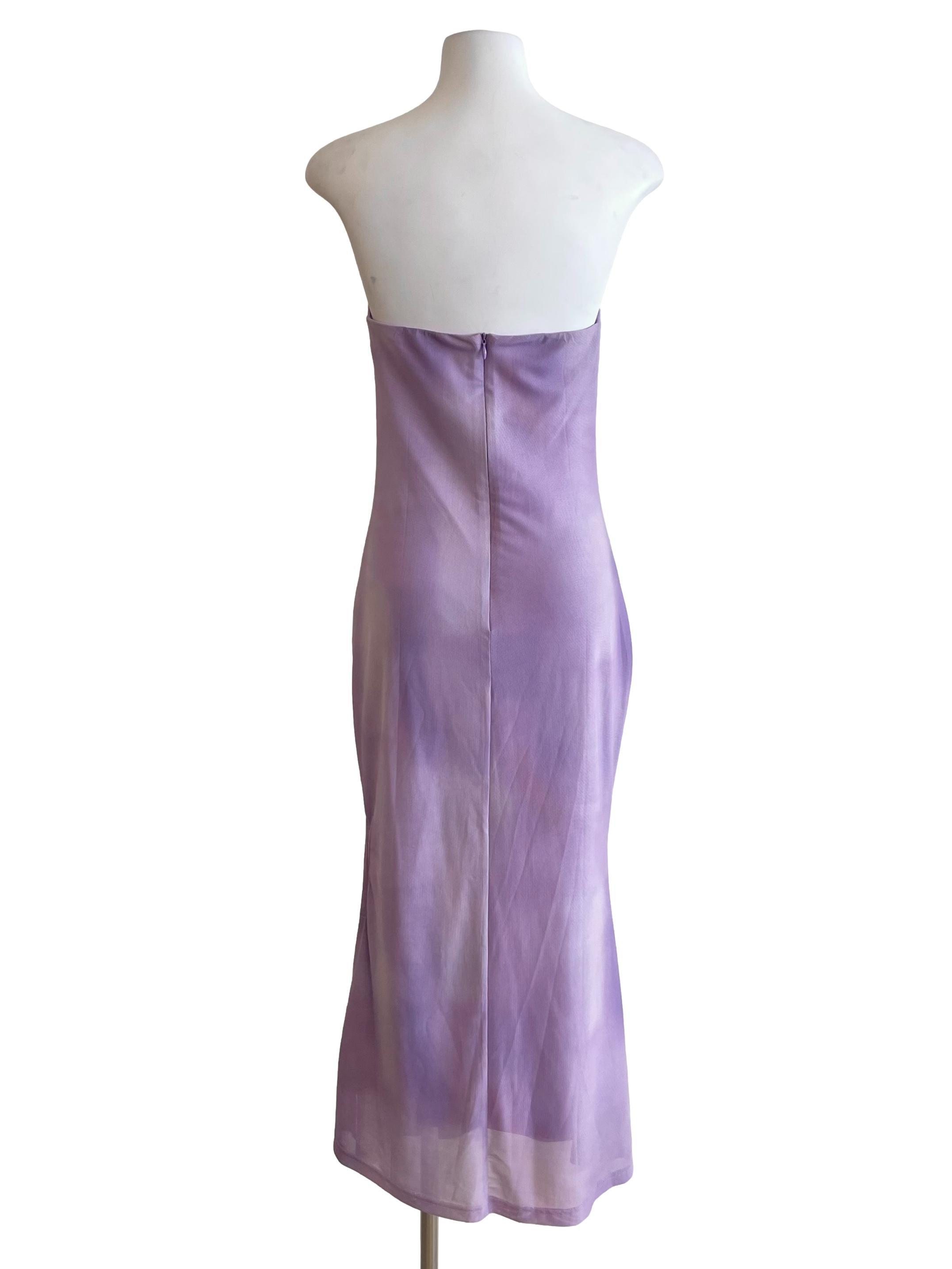 Lilac Gradient Mesh Strapless Dress