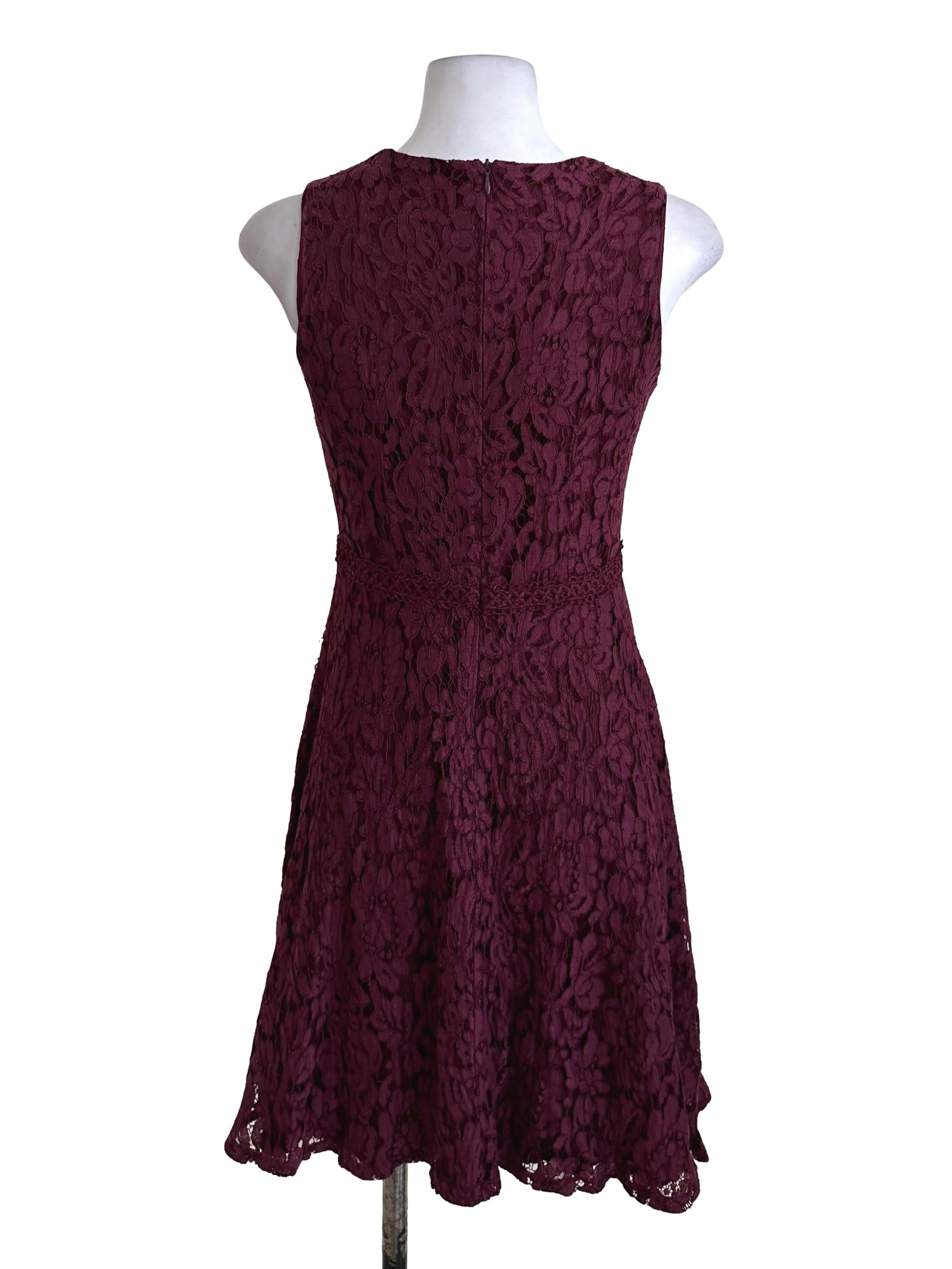 Plum Purple Lace V Neck Dress
