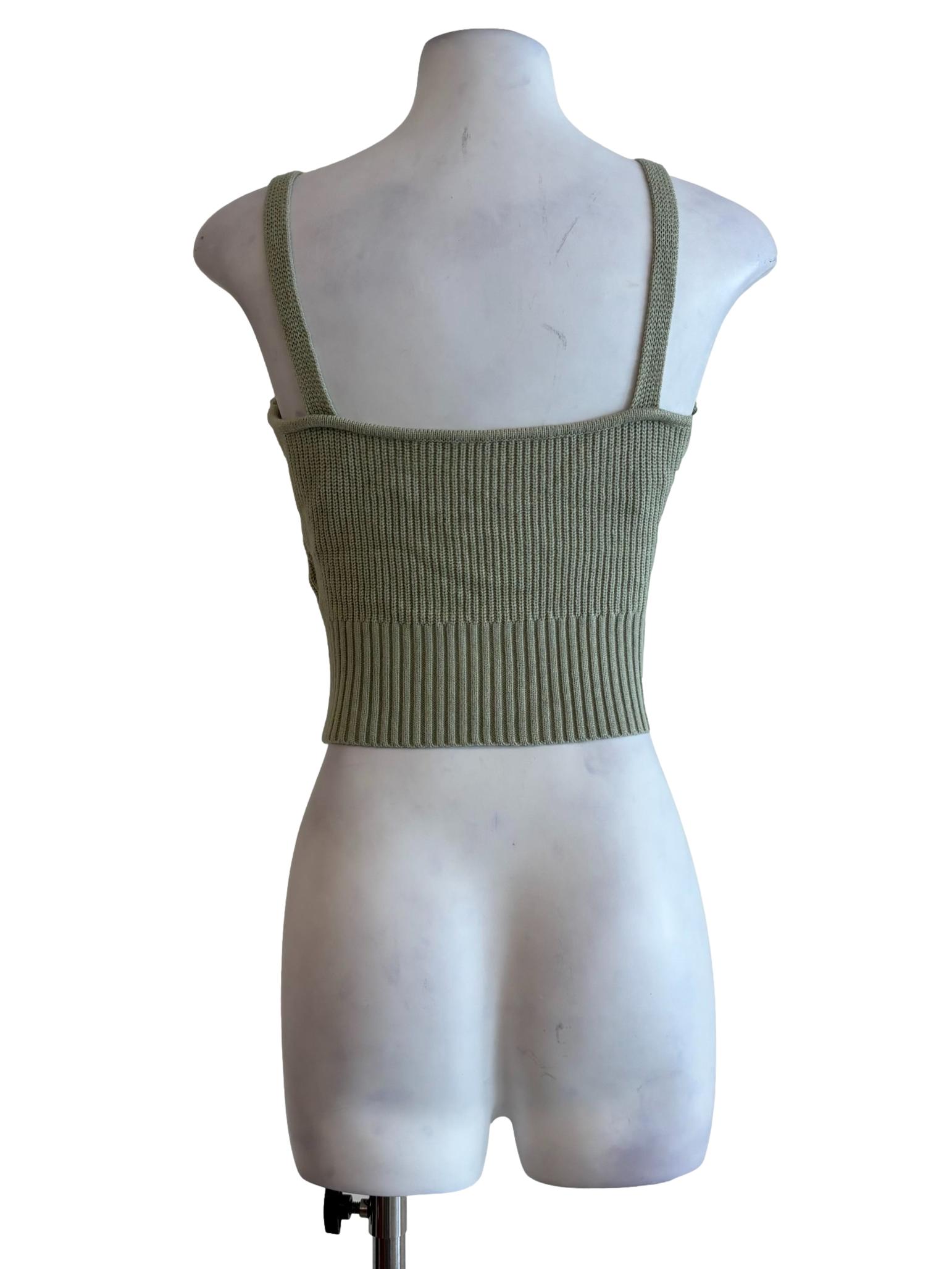 Sage Green Plunging Knit Top