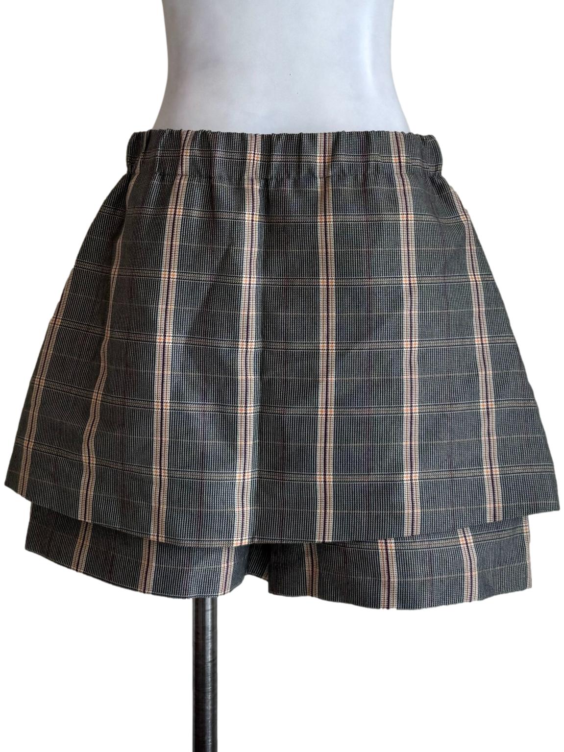 Textured Grey Checkered Shorts
