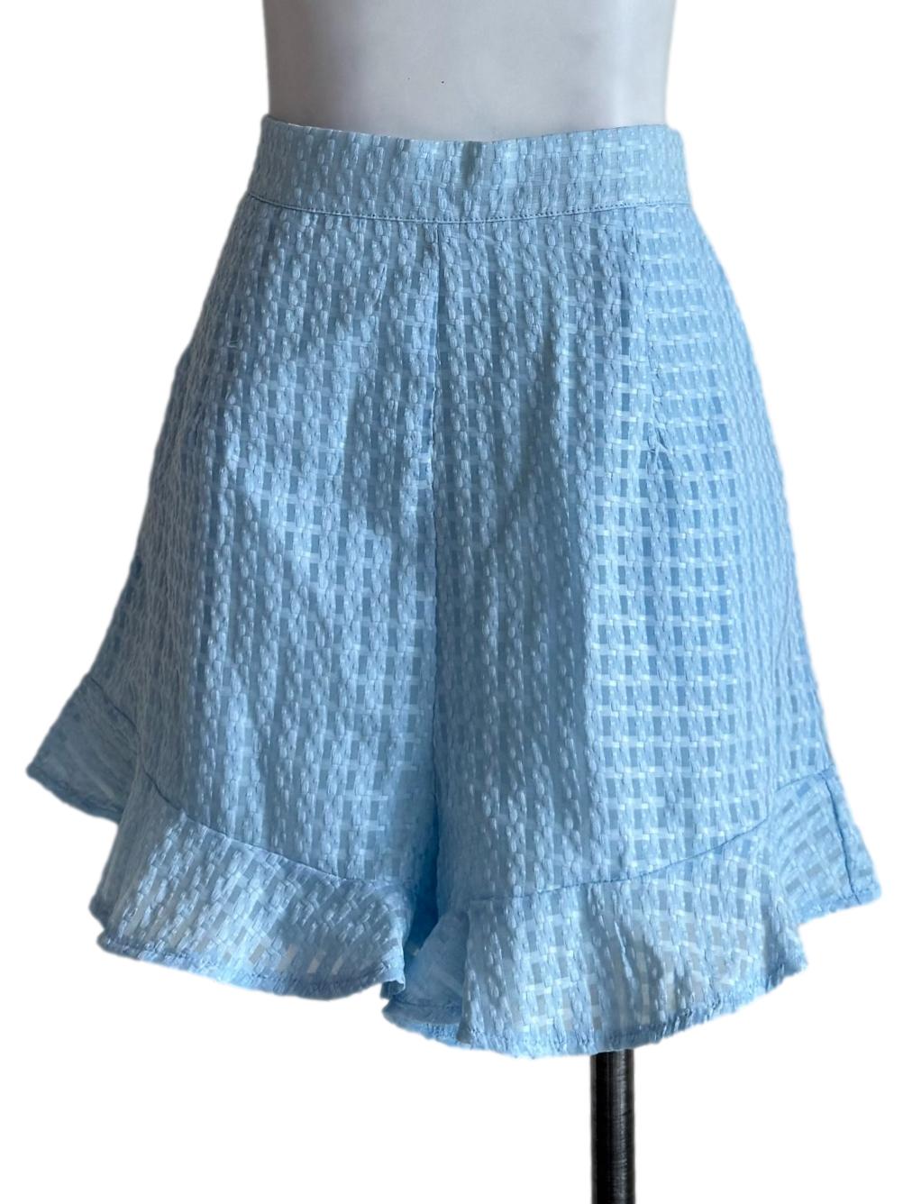 Textured Baby Blue Short Pants