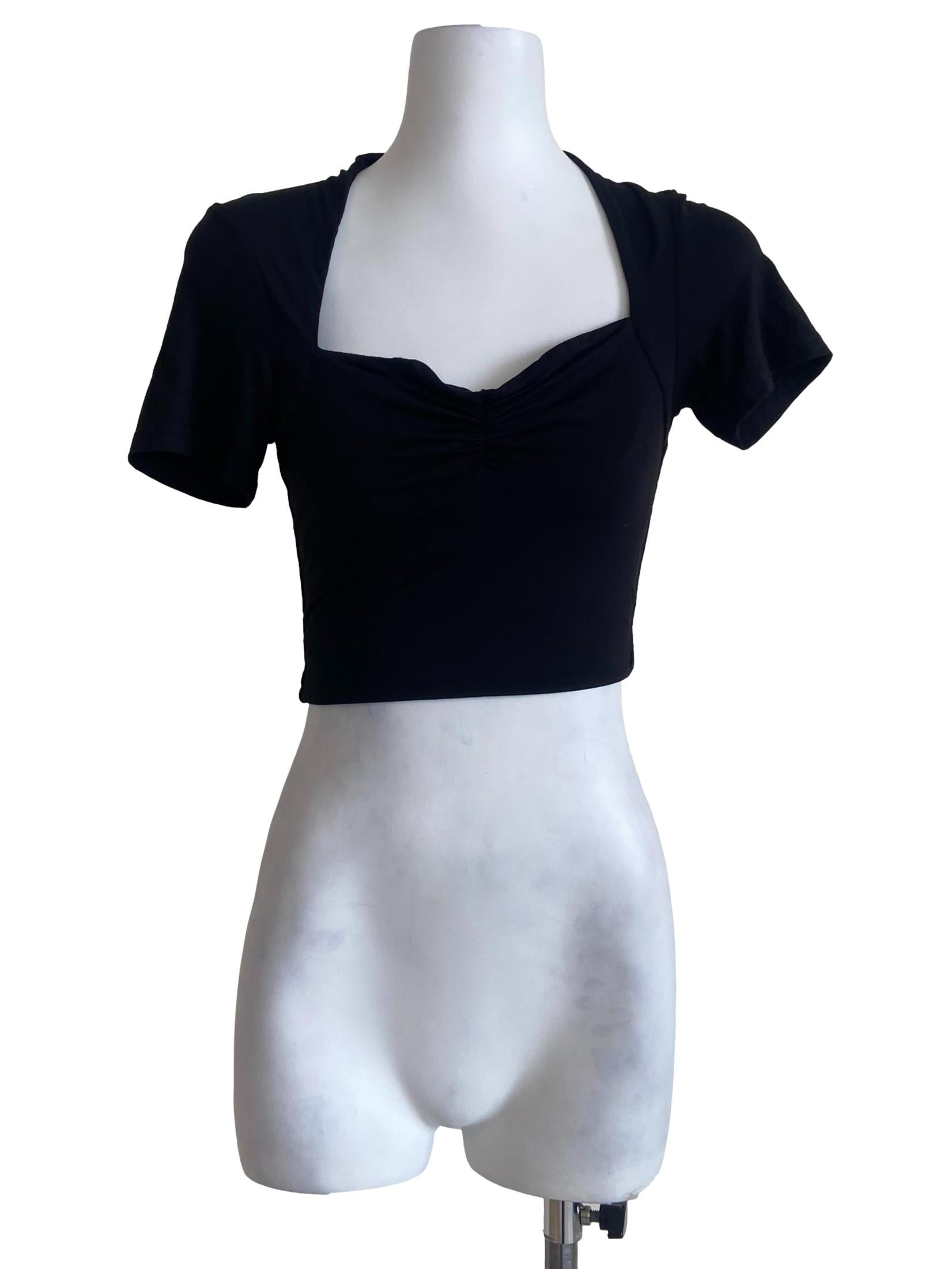 Black Queen Anne Neck Crop Top