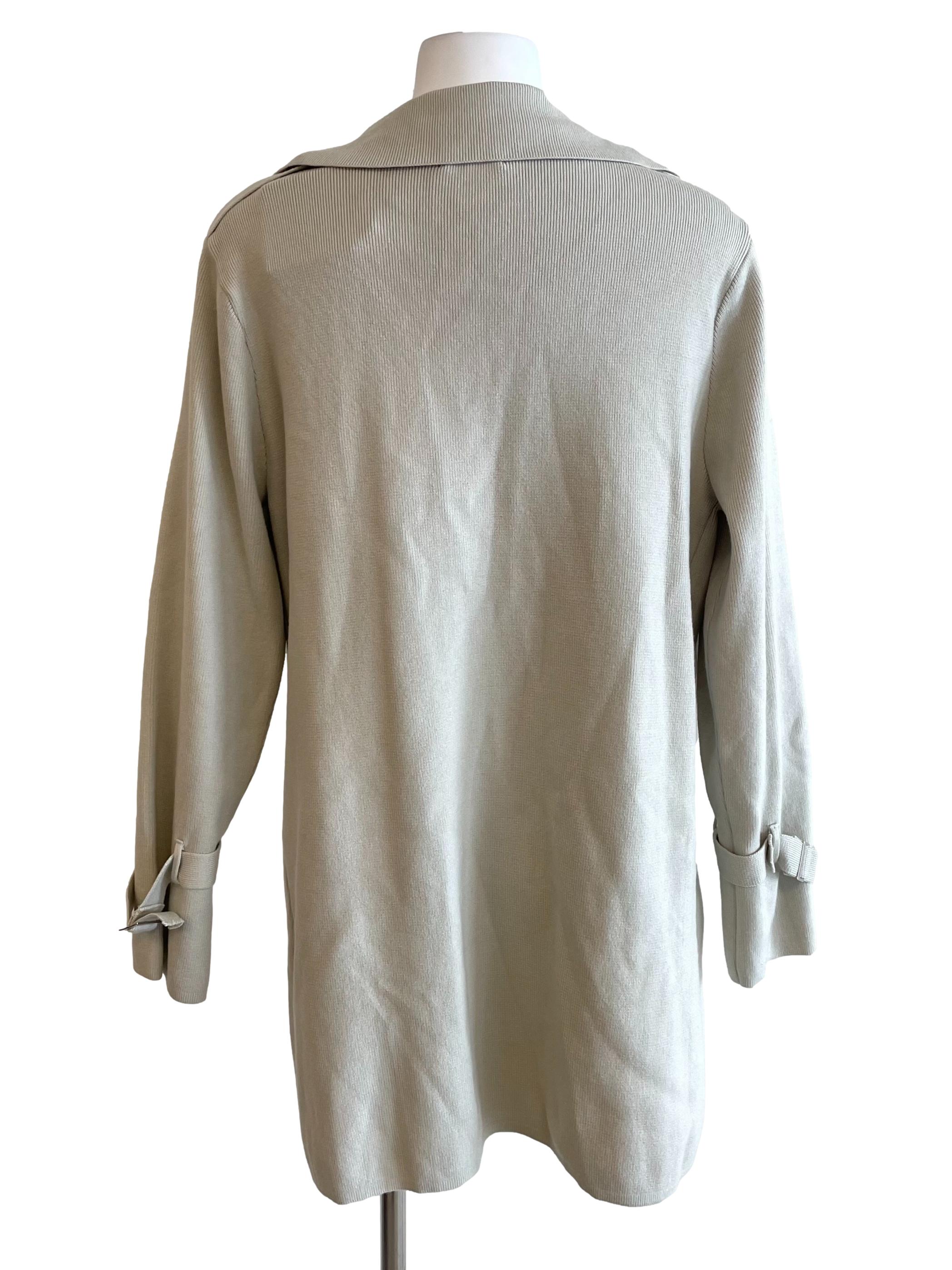 Oyster Double Breasted Knit Long Jacket
