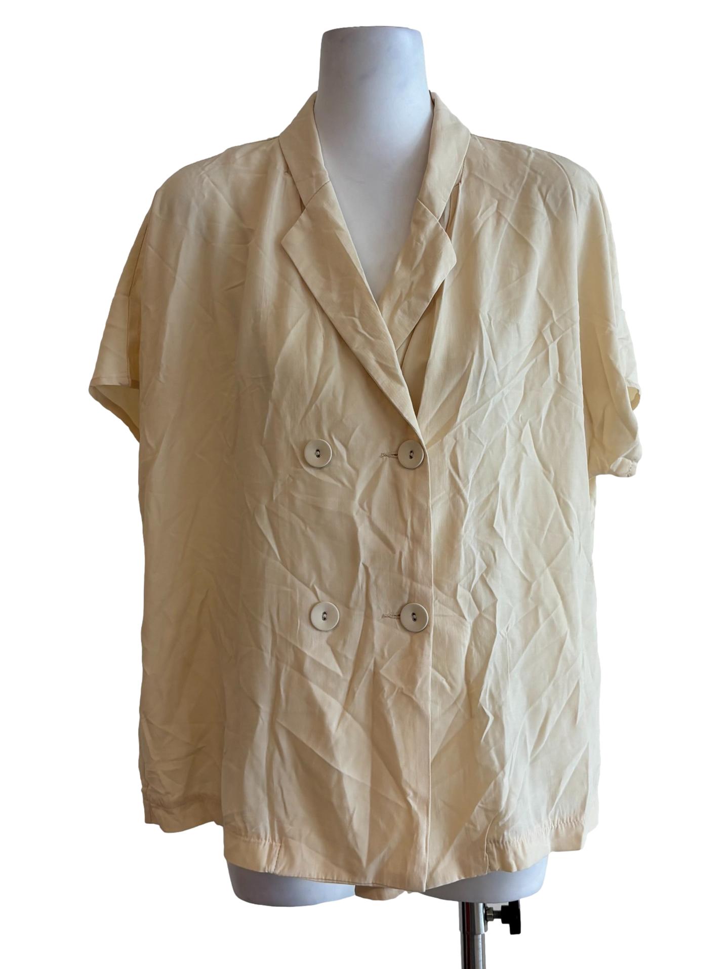 Beige Short Sleeve Buttoned Shirt