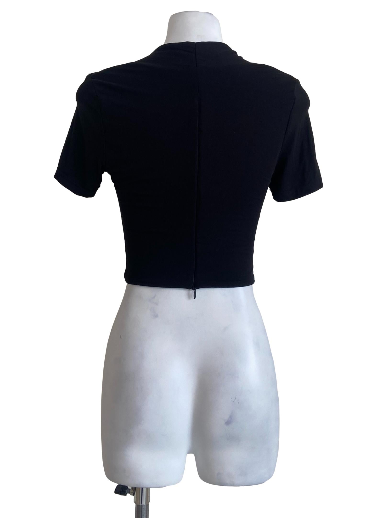 Black Queen Anne Neck Crop Top