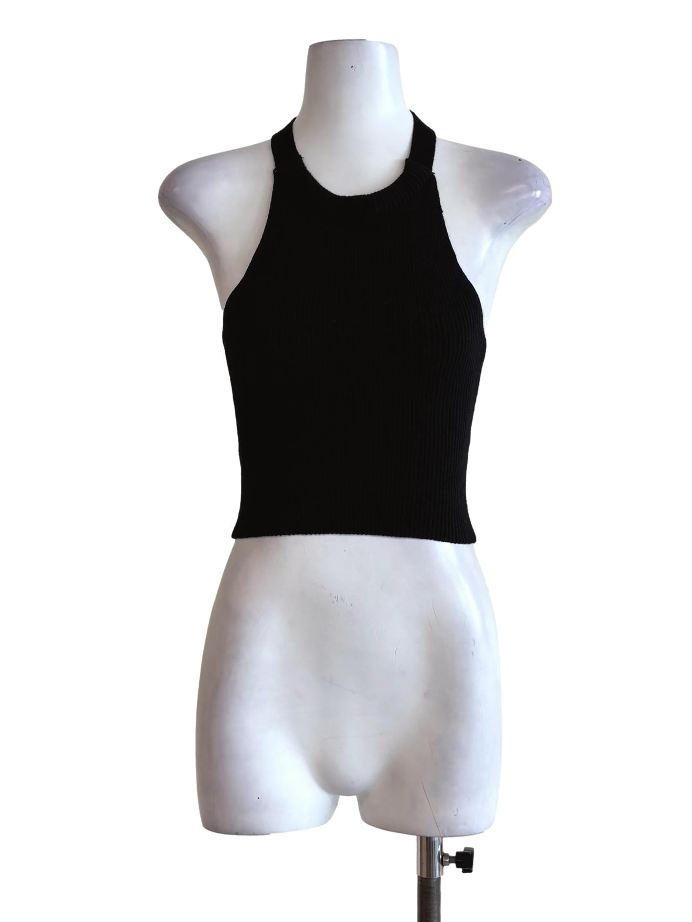 Soft Black Ribbed Halter Top
