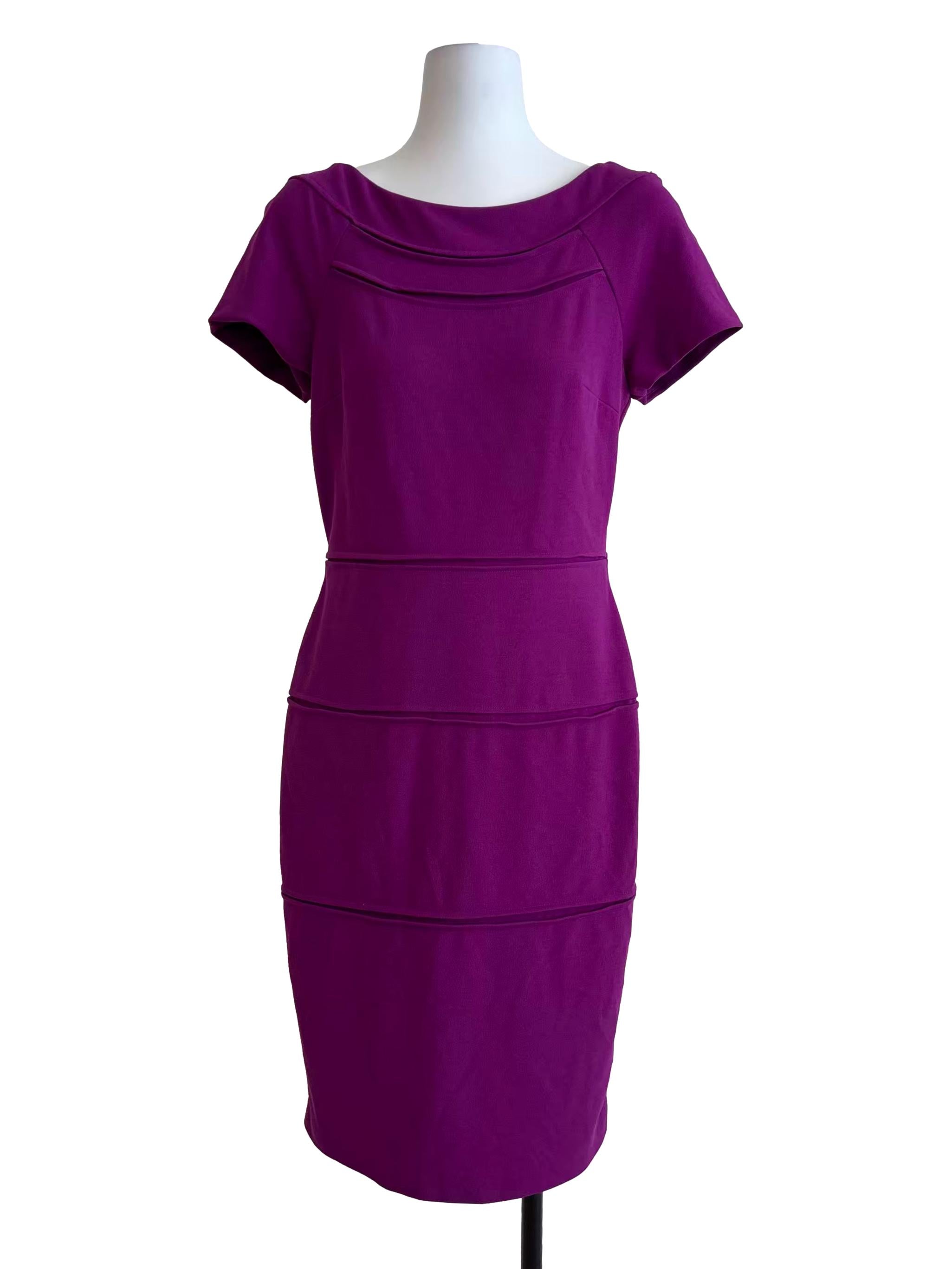 Grape Purple Boat Neck Pencil Dress