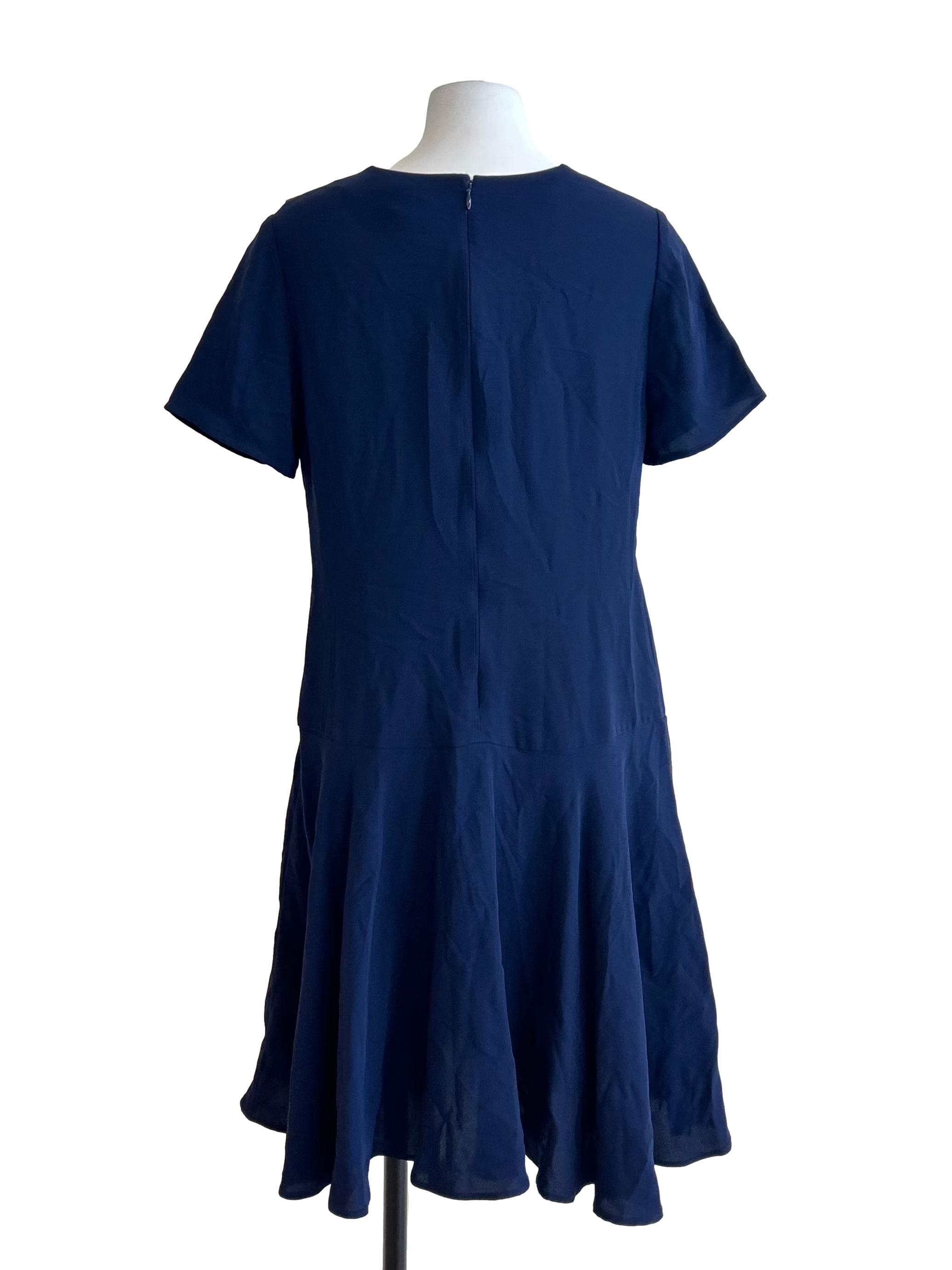 Dark Navy V-Neck Short-Sleeve Dress