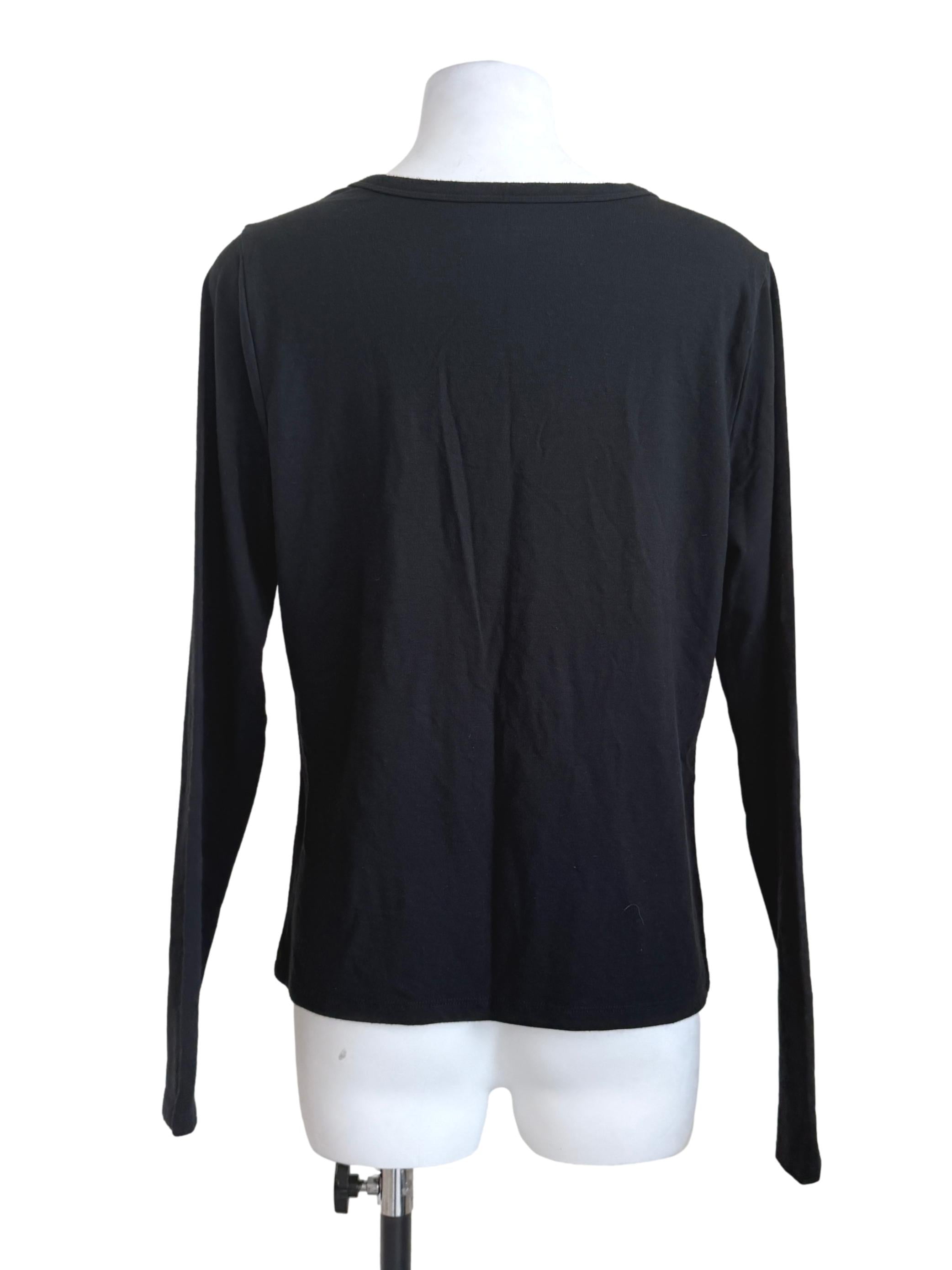 Black V Neck Henley Top
