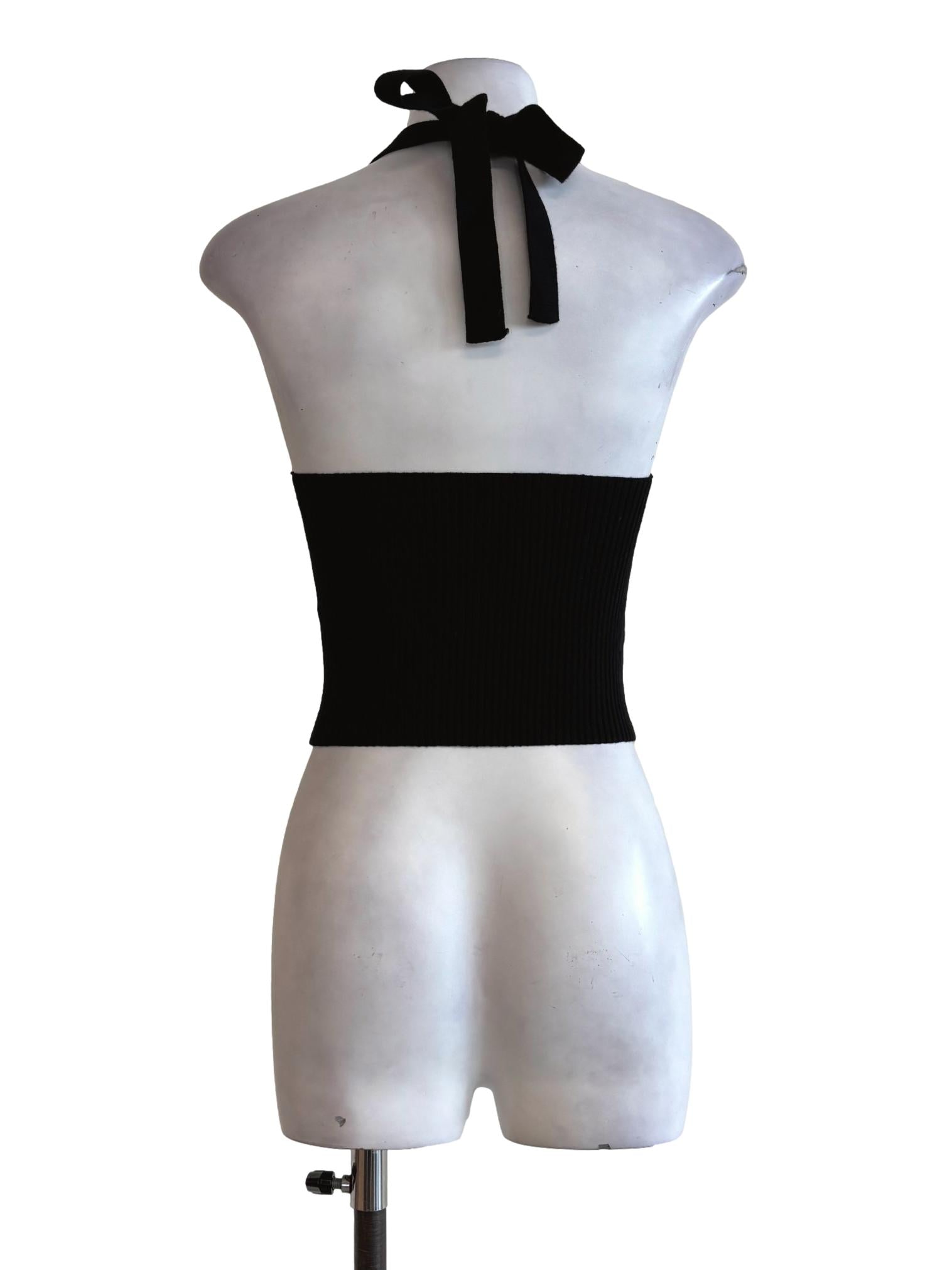 Soft Black Ribbed Halter Top