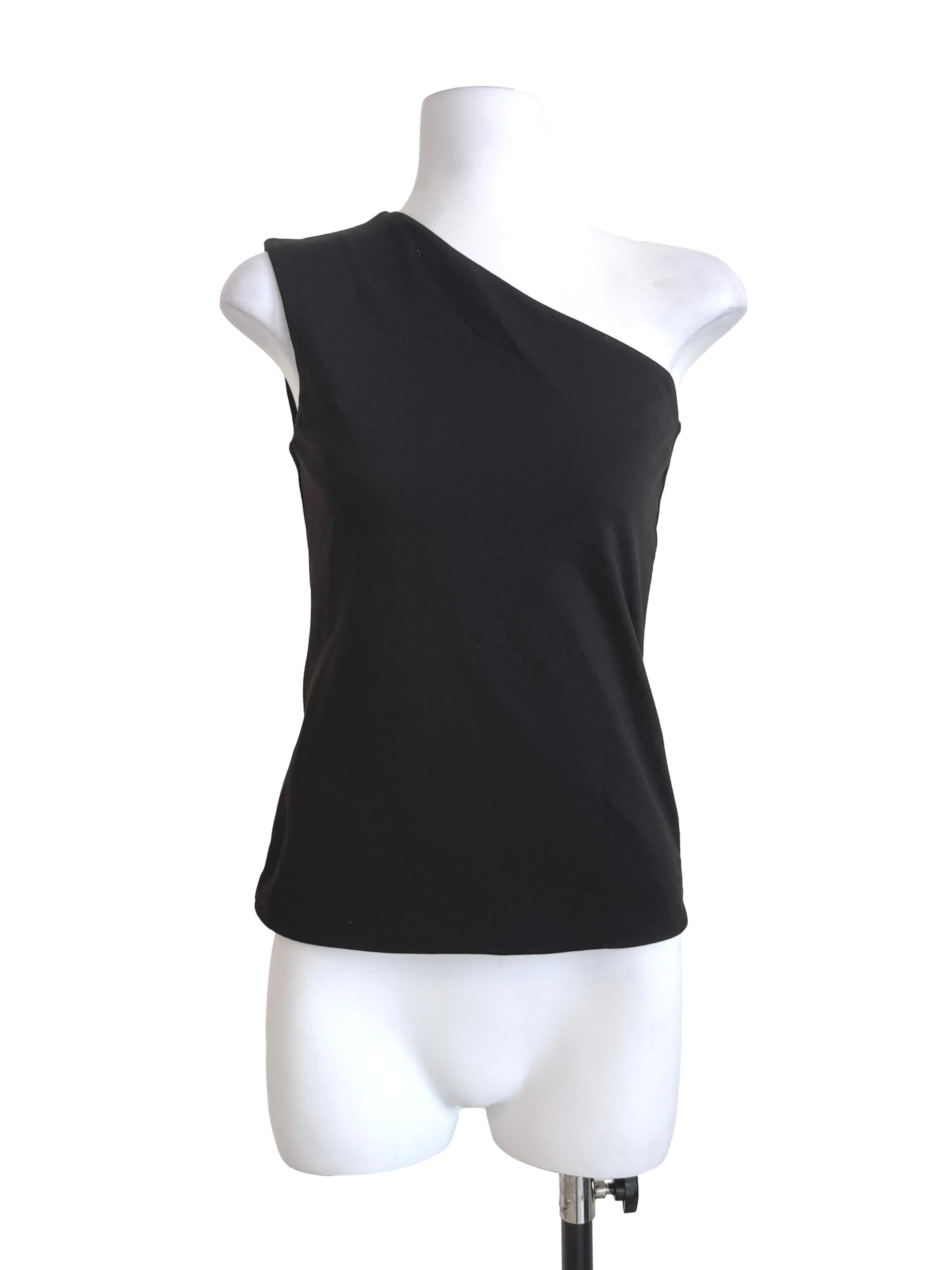 Black One-Shoulder Jersey Top OSN