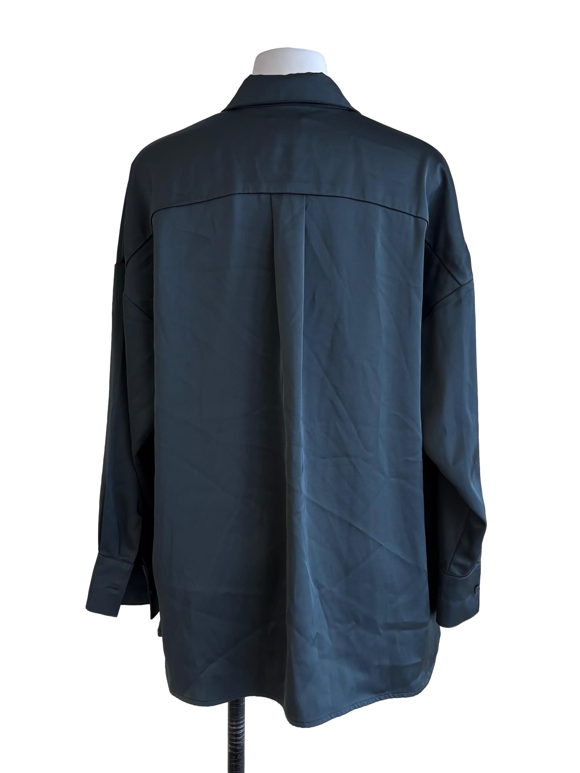 Dark Green Satin Oversize Shirt