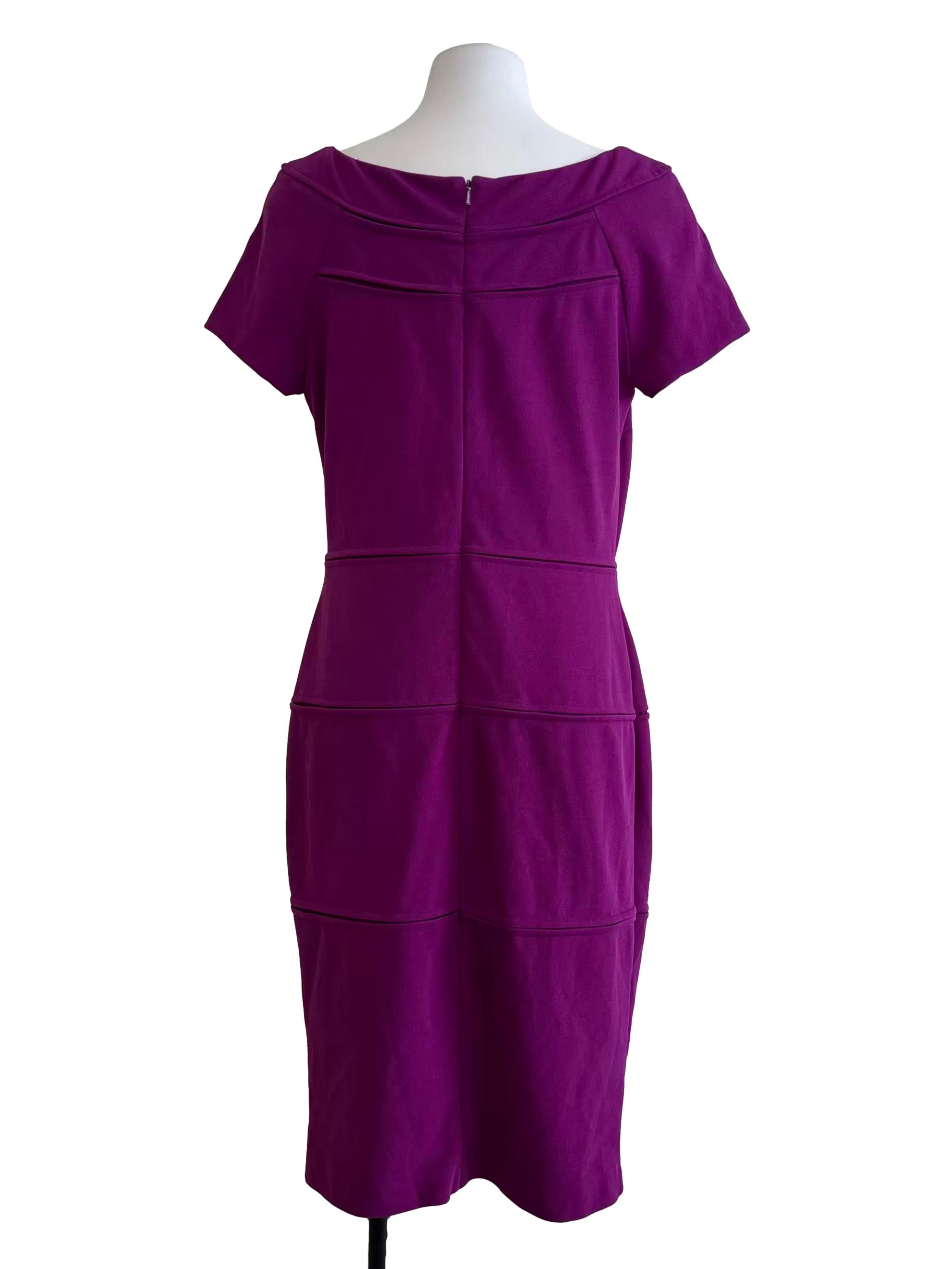 Grape Purple Boat Neck Pencil Dress