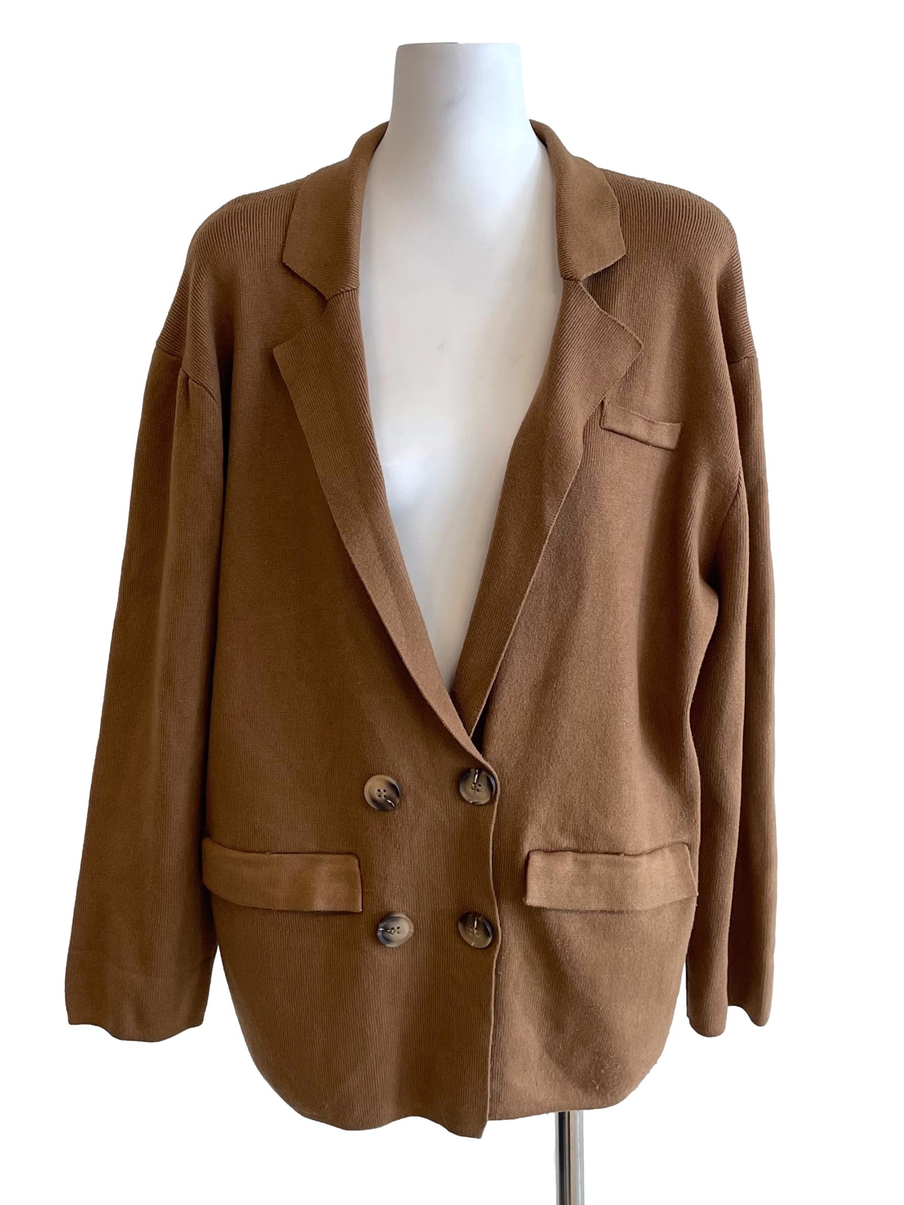 Tawny Double Breasted Knit Blazer