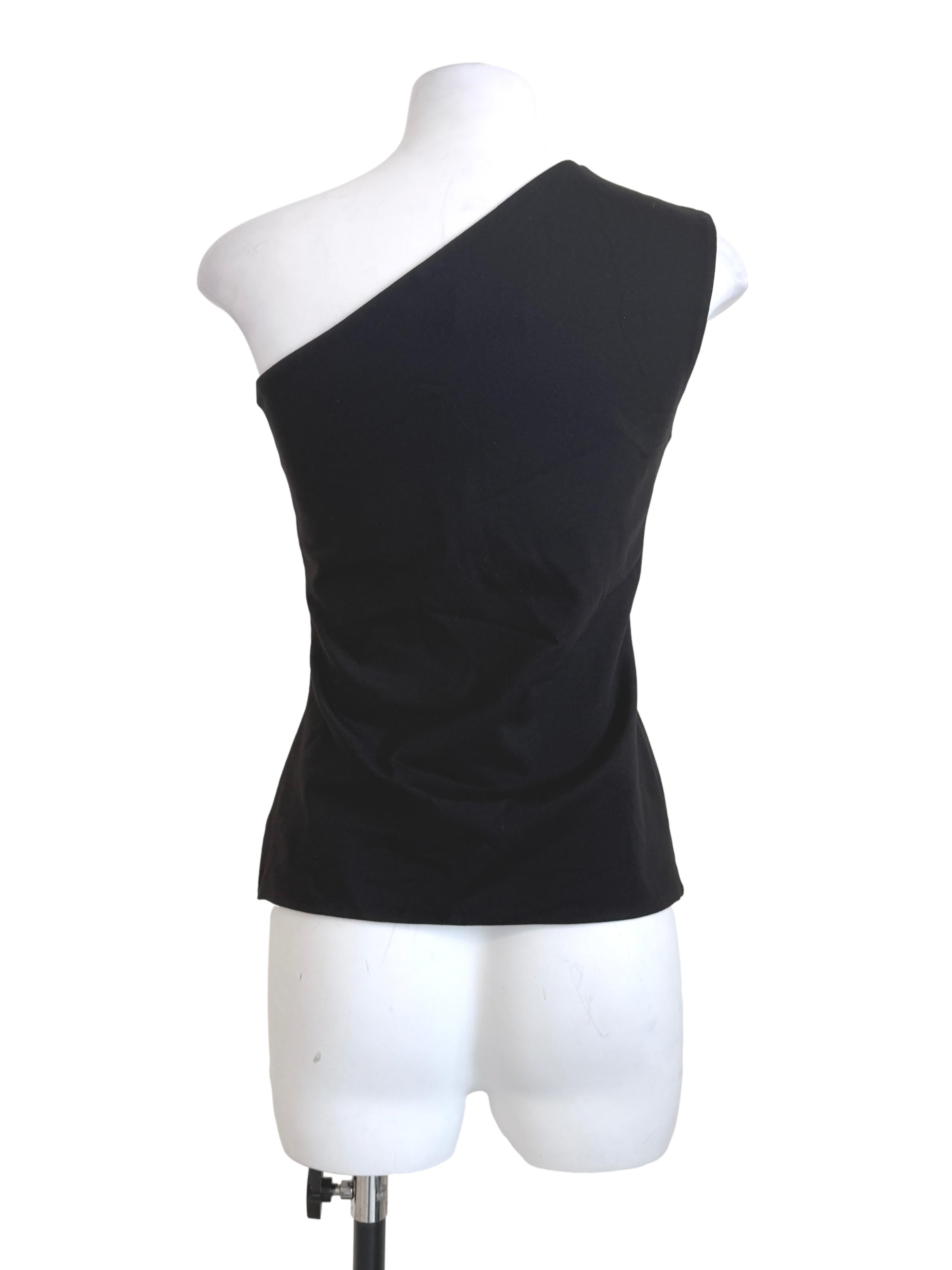 Black One-Shoulder Jersey Top OSN