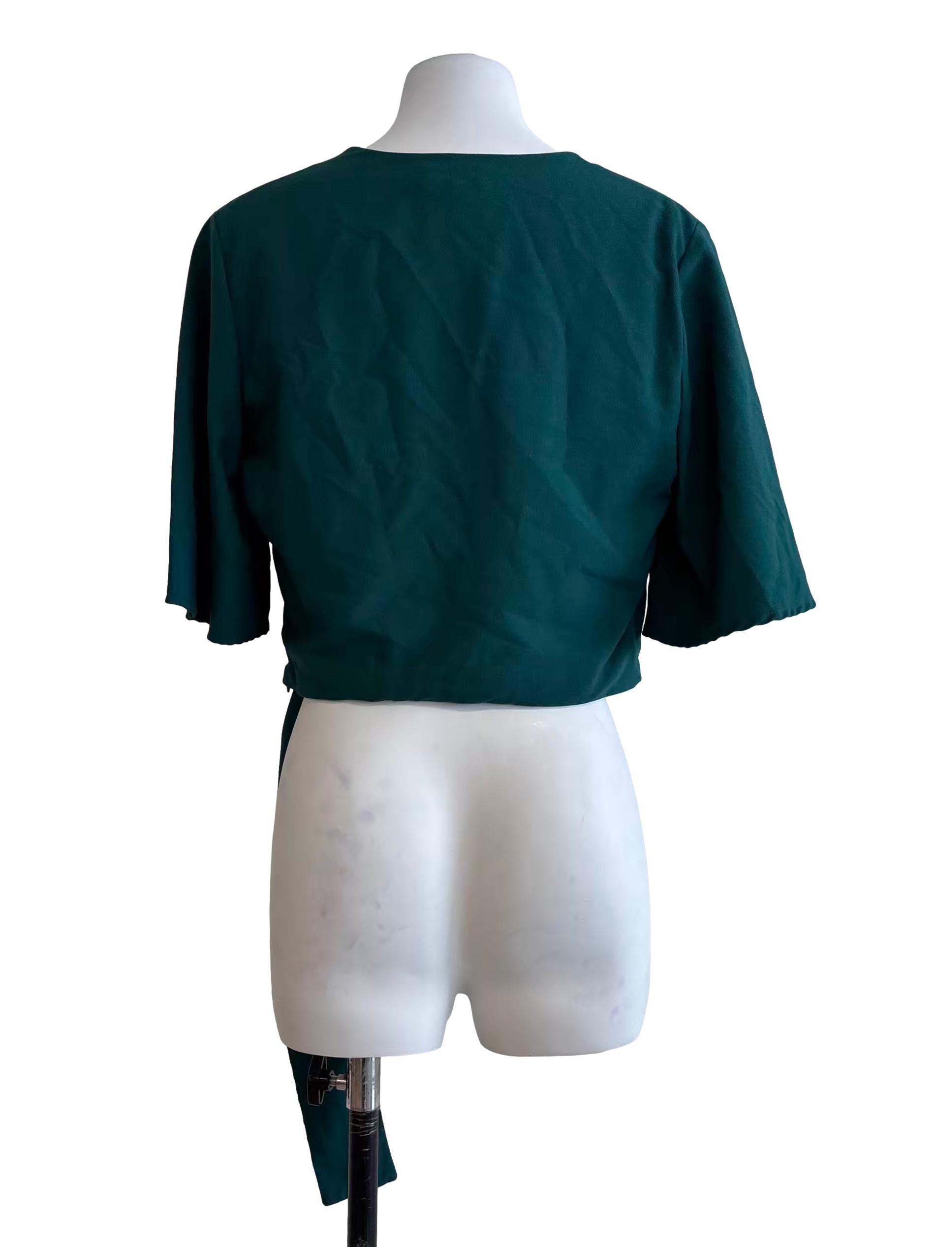 Emerald Green Cropped Wrap Top