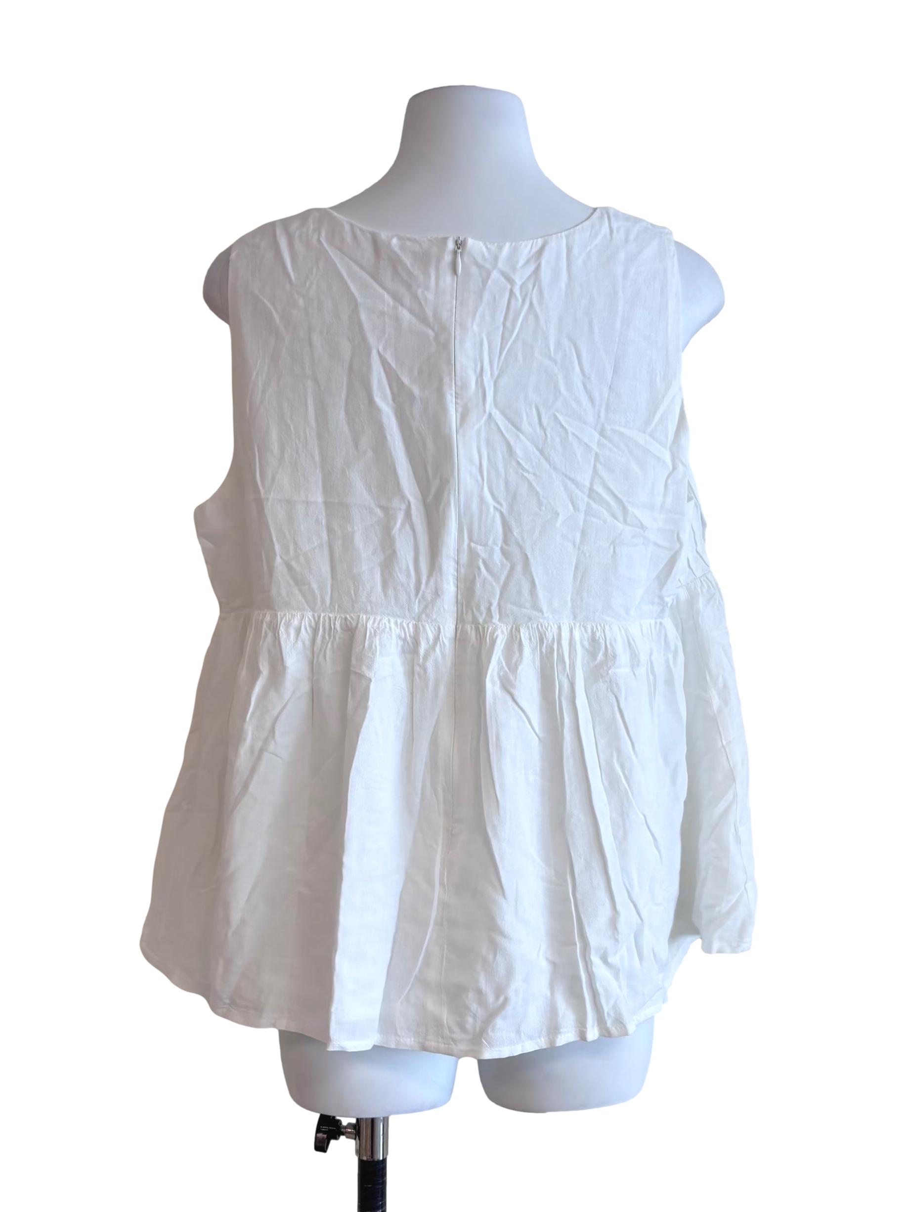 White Half Pleats Sleeveless Top