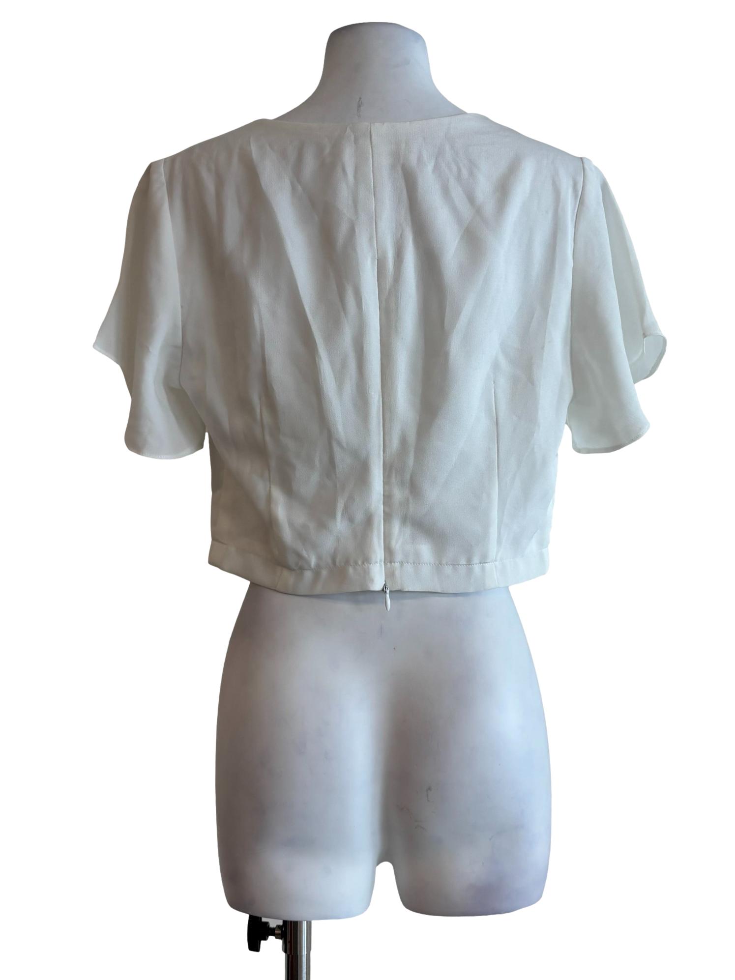 Pearl White Flowy V-Neck Top