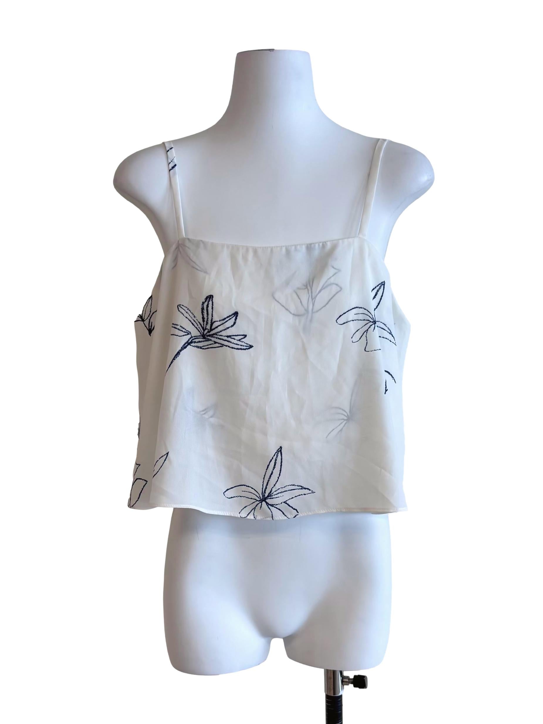 White Prints Flare Cami Top