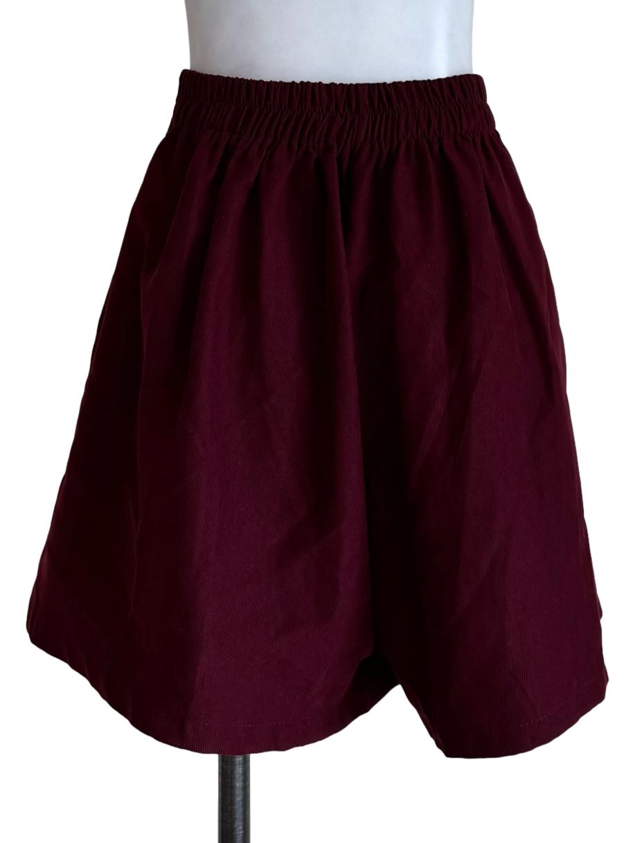 Maroon Front Buttons Short Pants