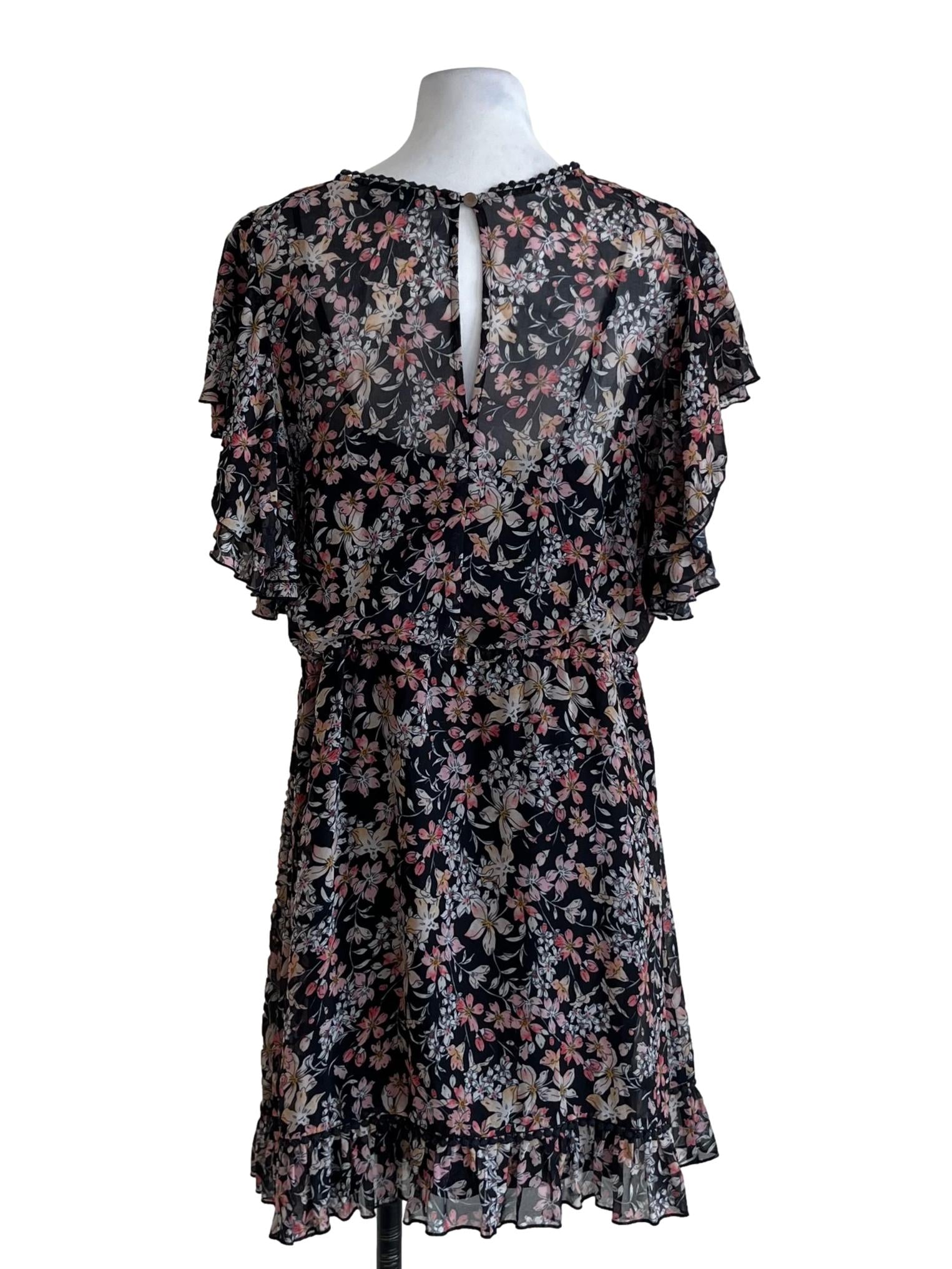 Black Floral Empire Dress