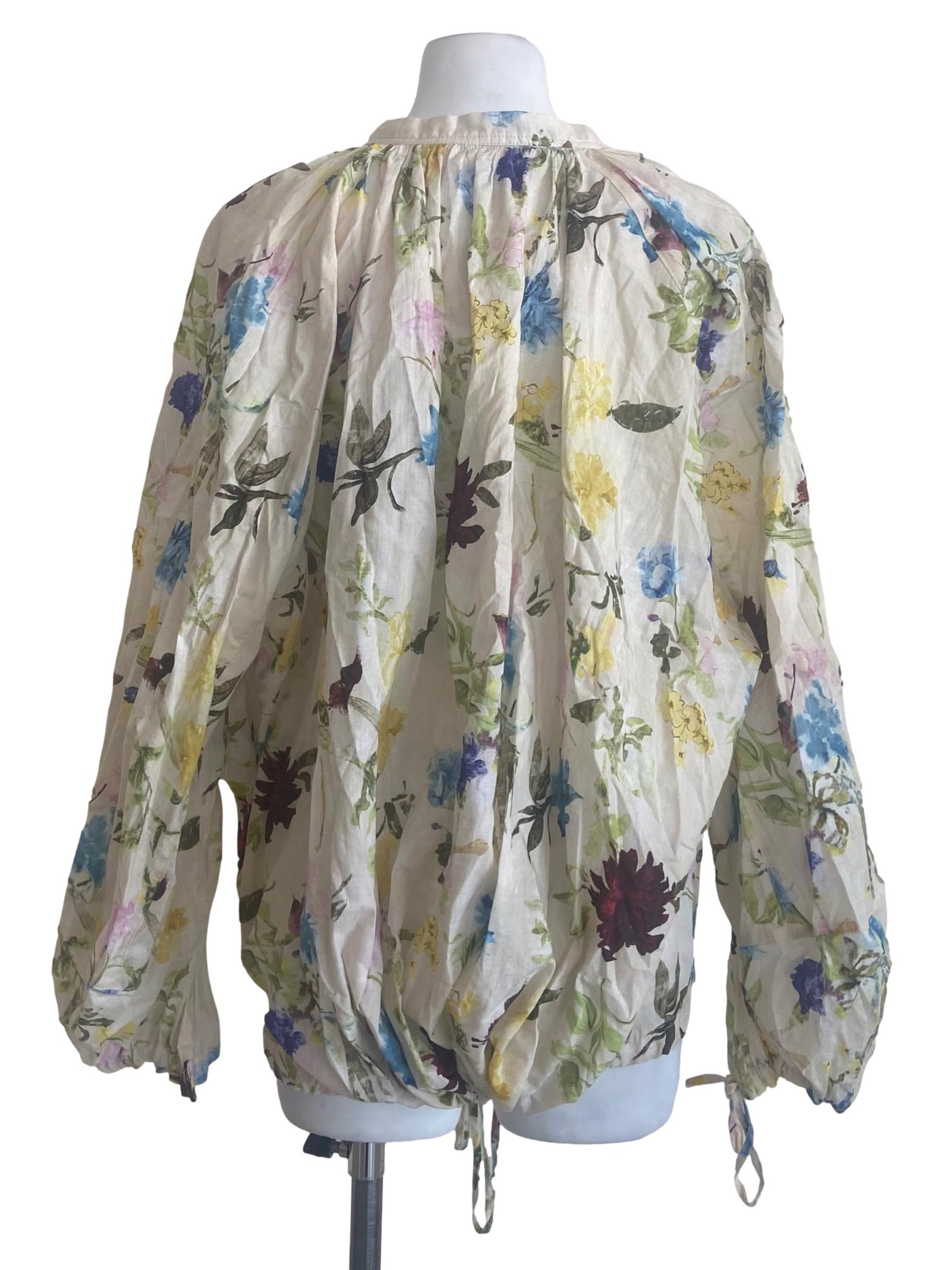 Green & Floral Button Down Blouse