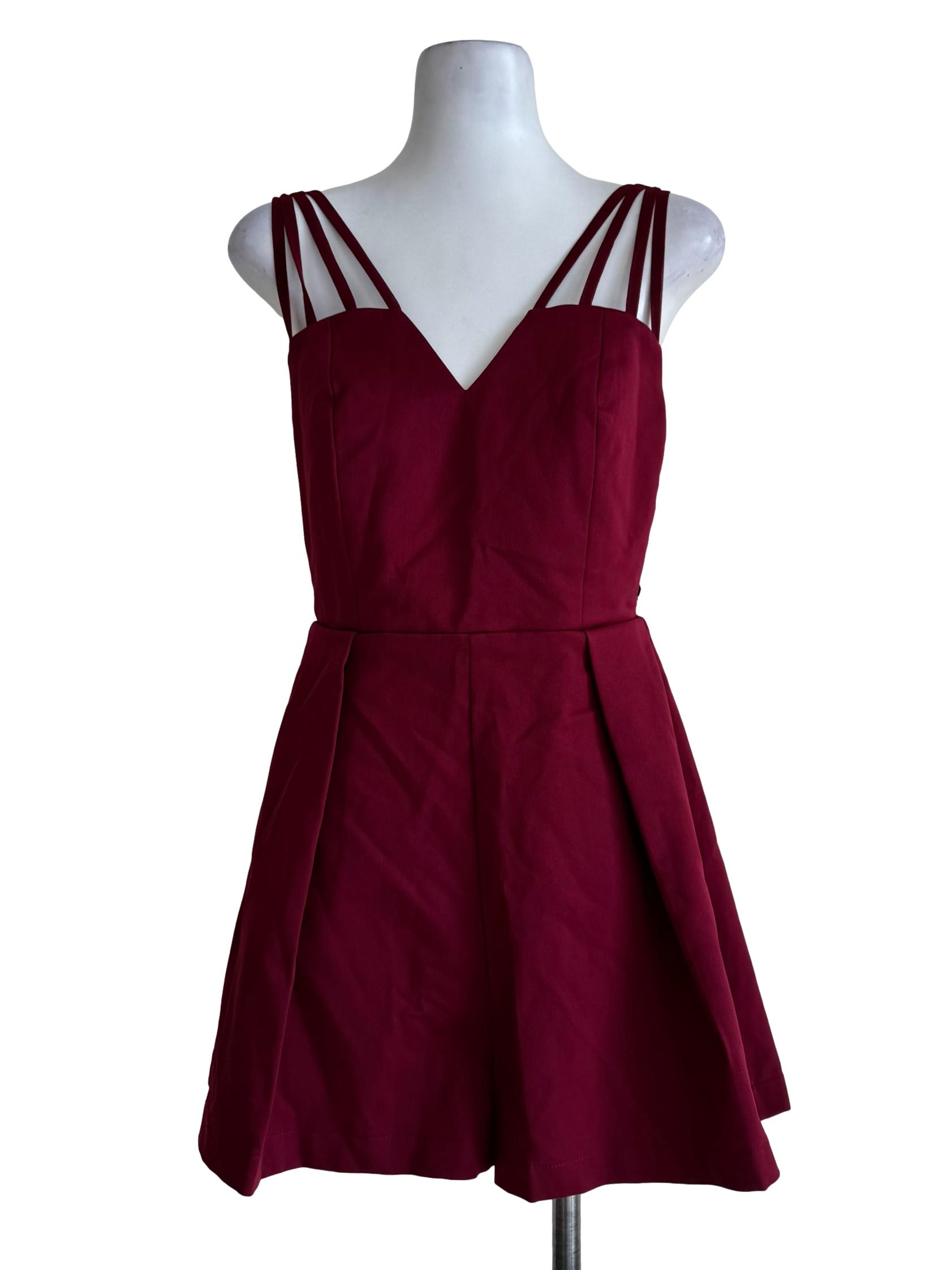 Maroon Back Lace Romper