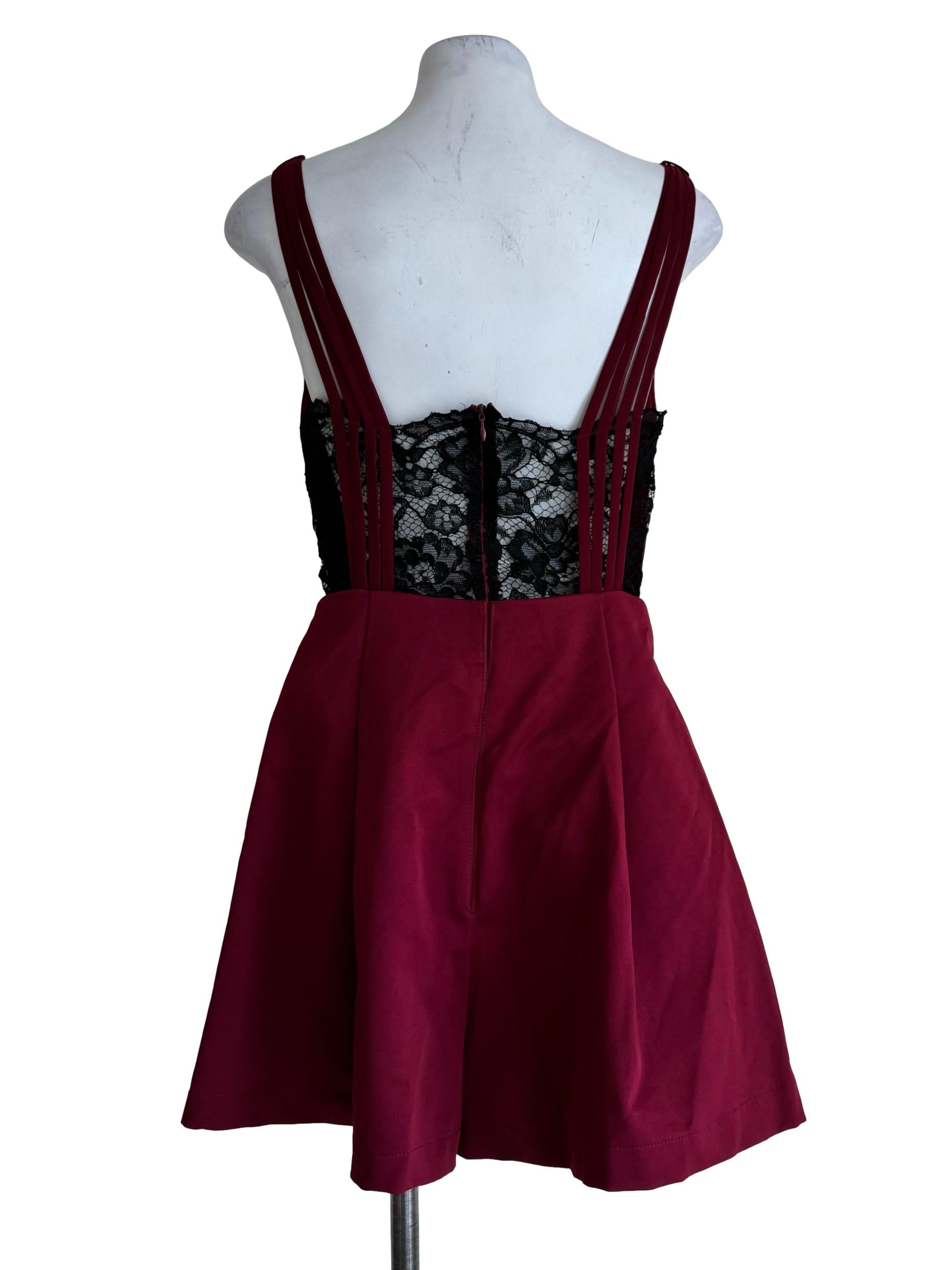 Maroon Back Lace Romper