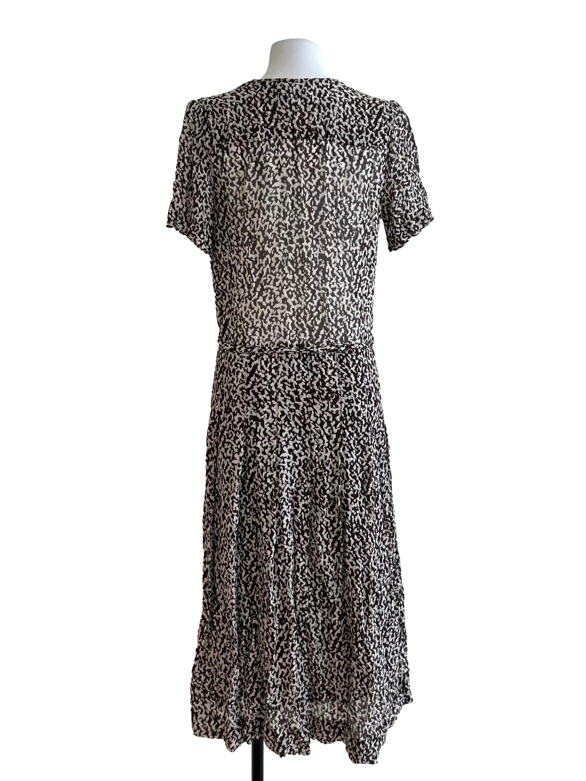 Brunette And White Abstract Printed  Midi Dress