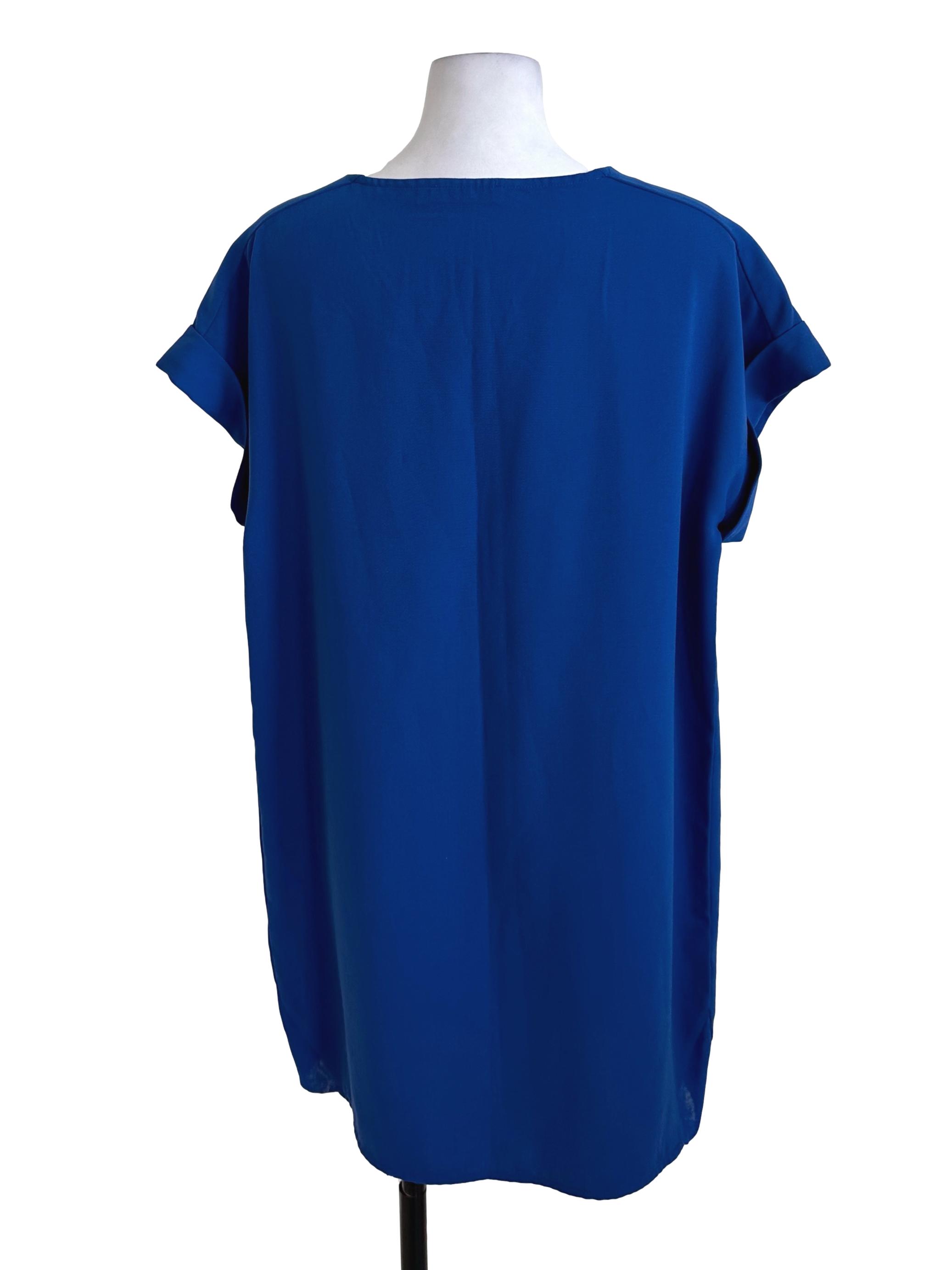 Royal Blue Chiffon Short Sleeve Top
