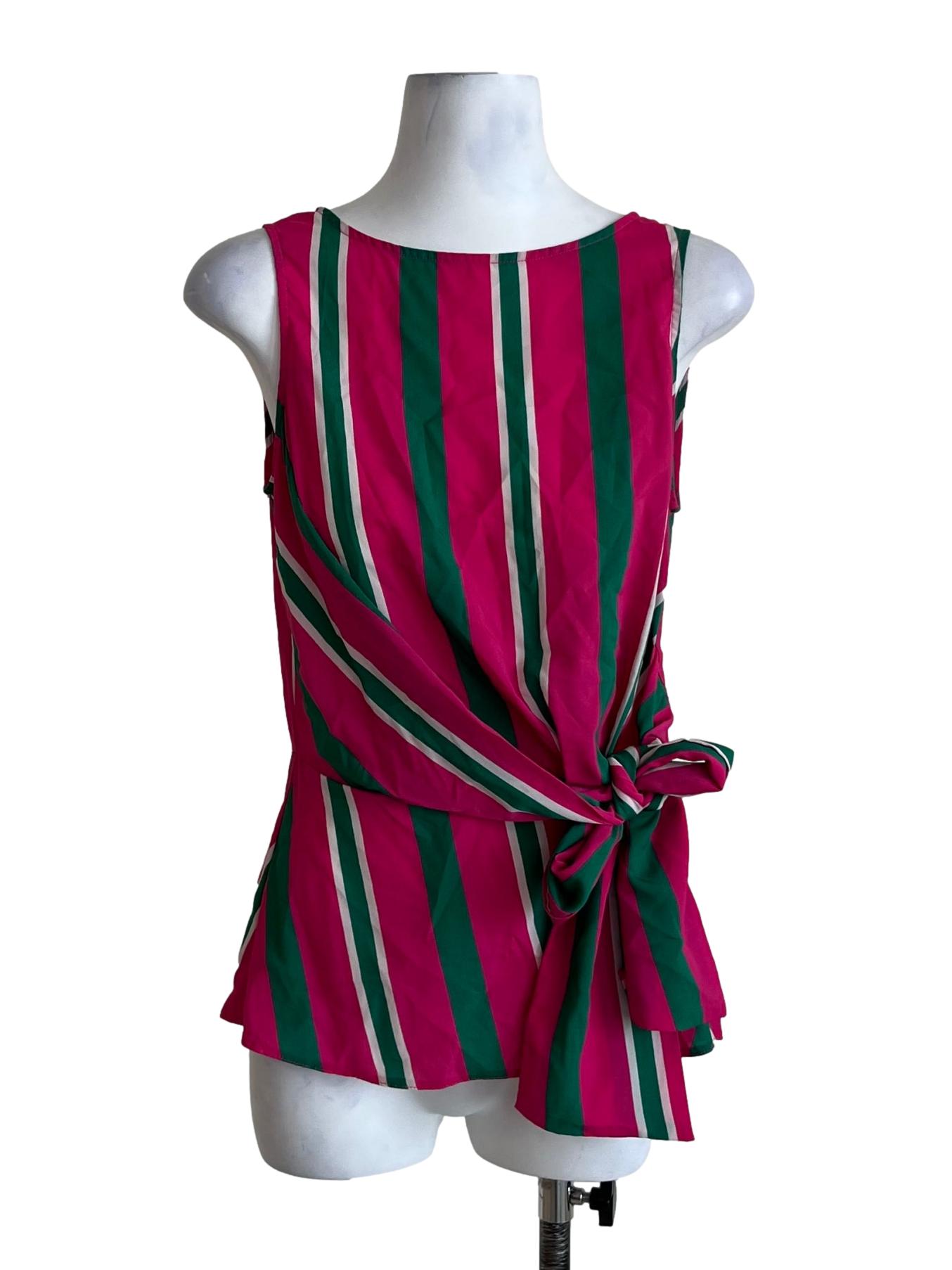 Fuchsia Pink Awning Stripe Sleeveless Top