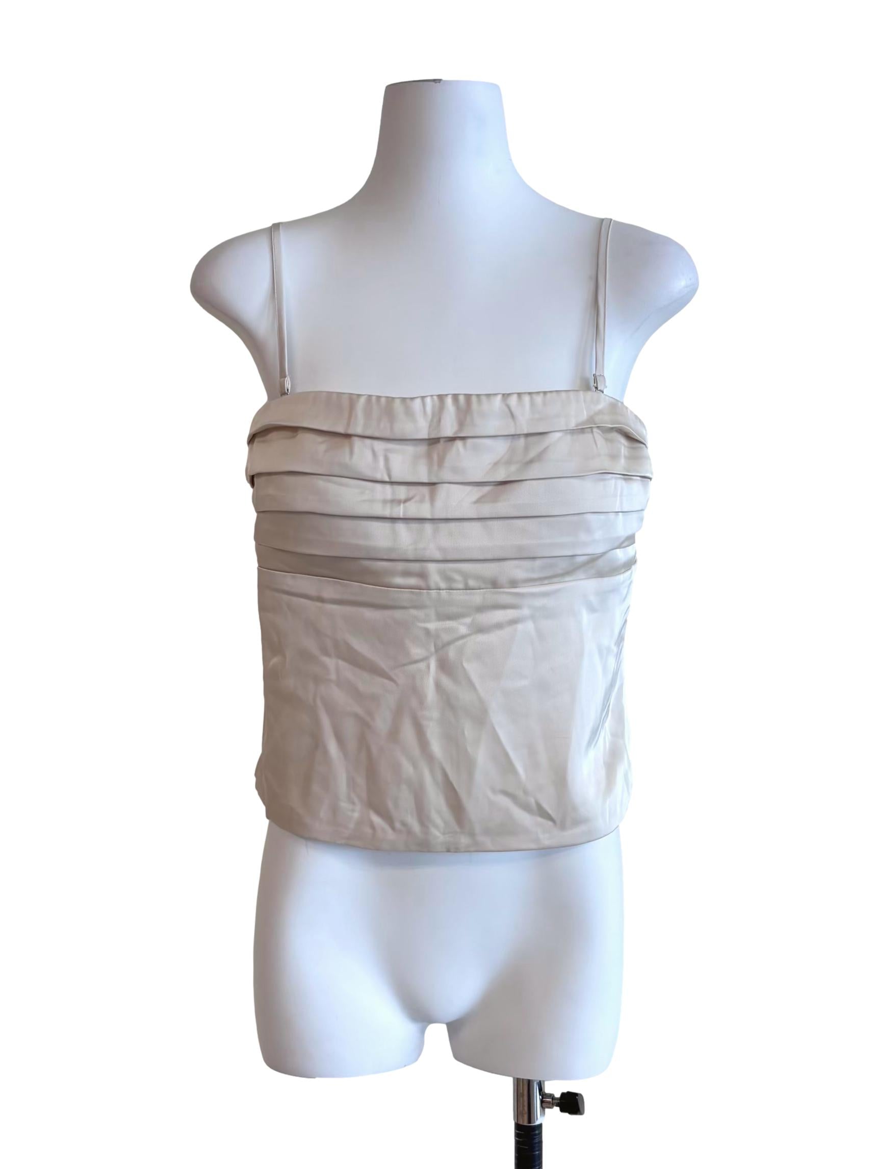 Champagne Satin Pleated Cami Top