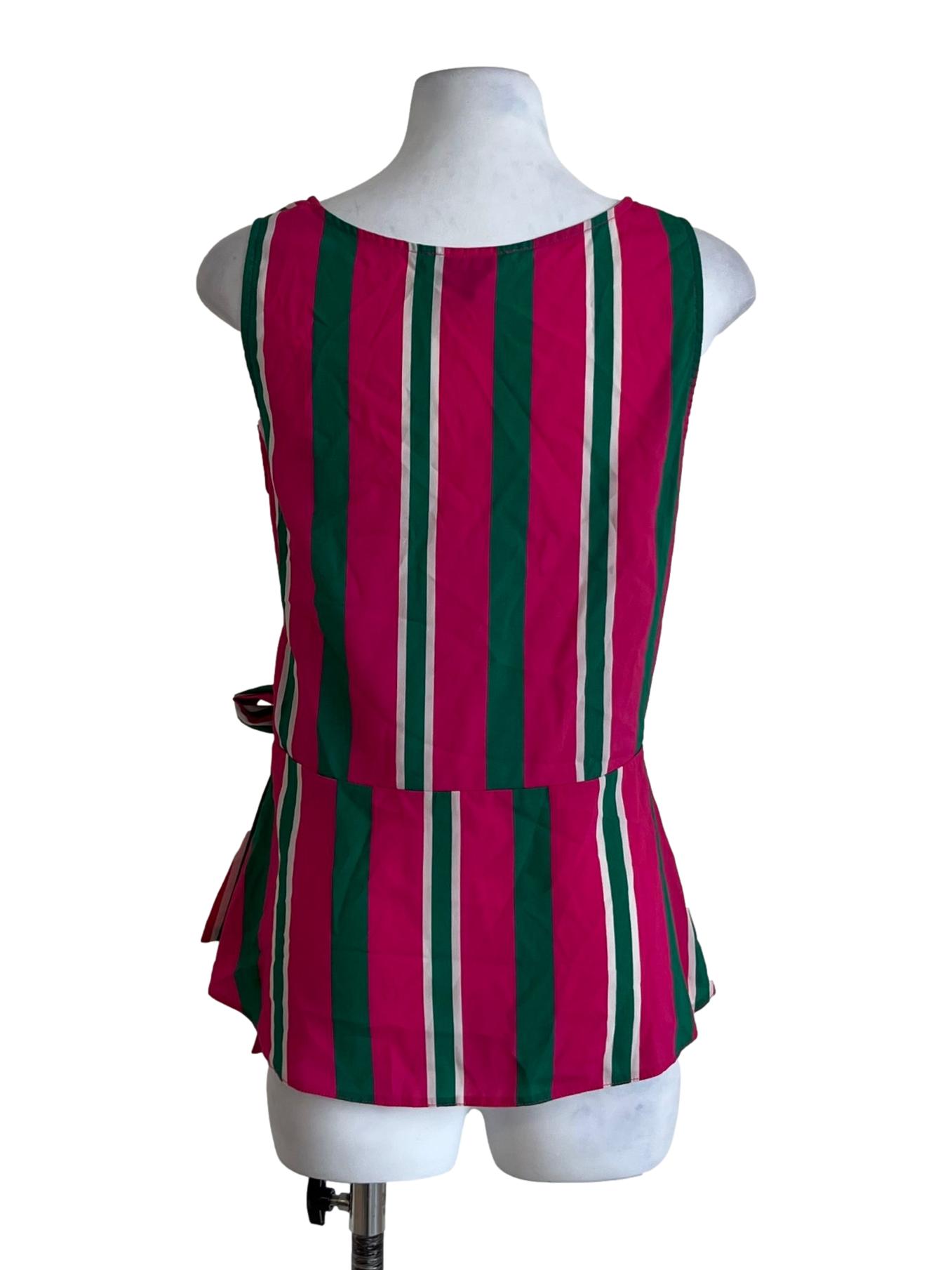 Fuchsia Pink Awning Stripe Sleeveless Top