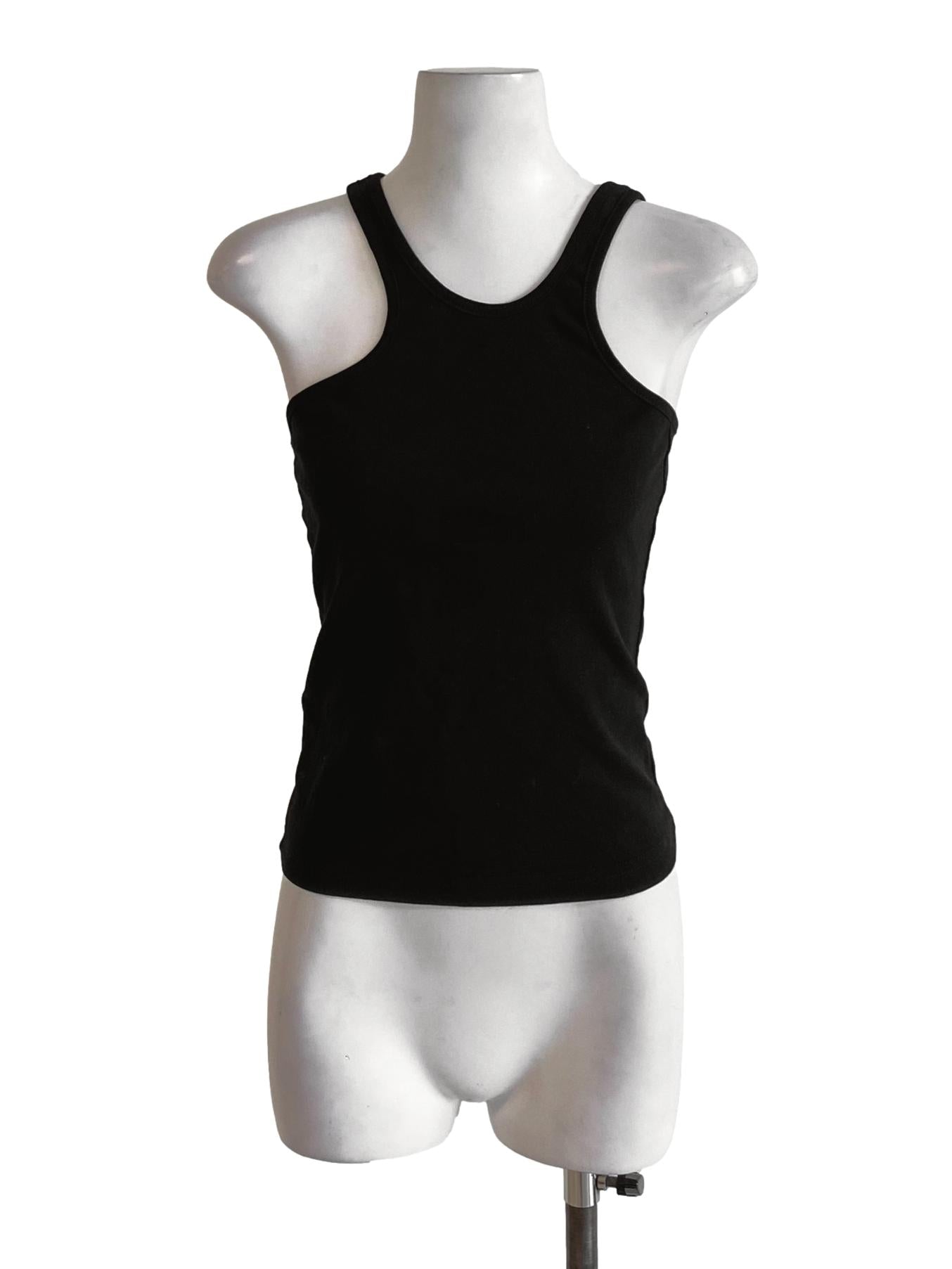 Ebony Black Round Neck Cut Out Sleeve Fit Tank Top TTR