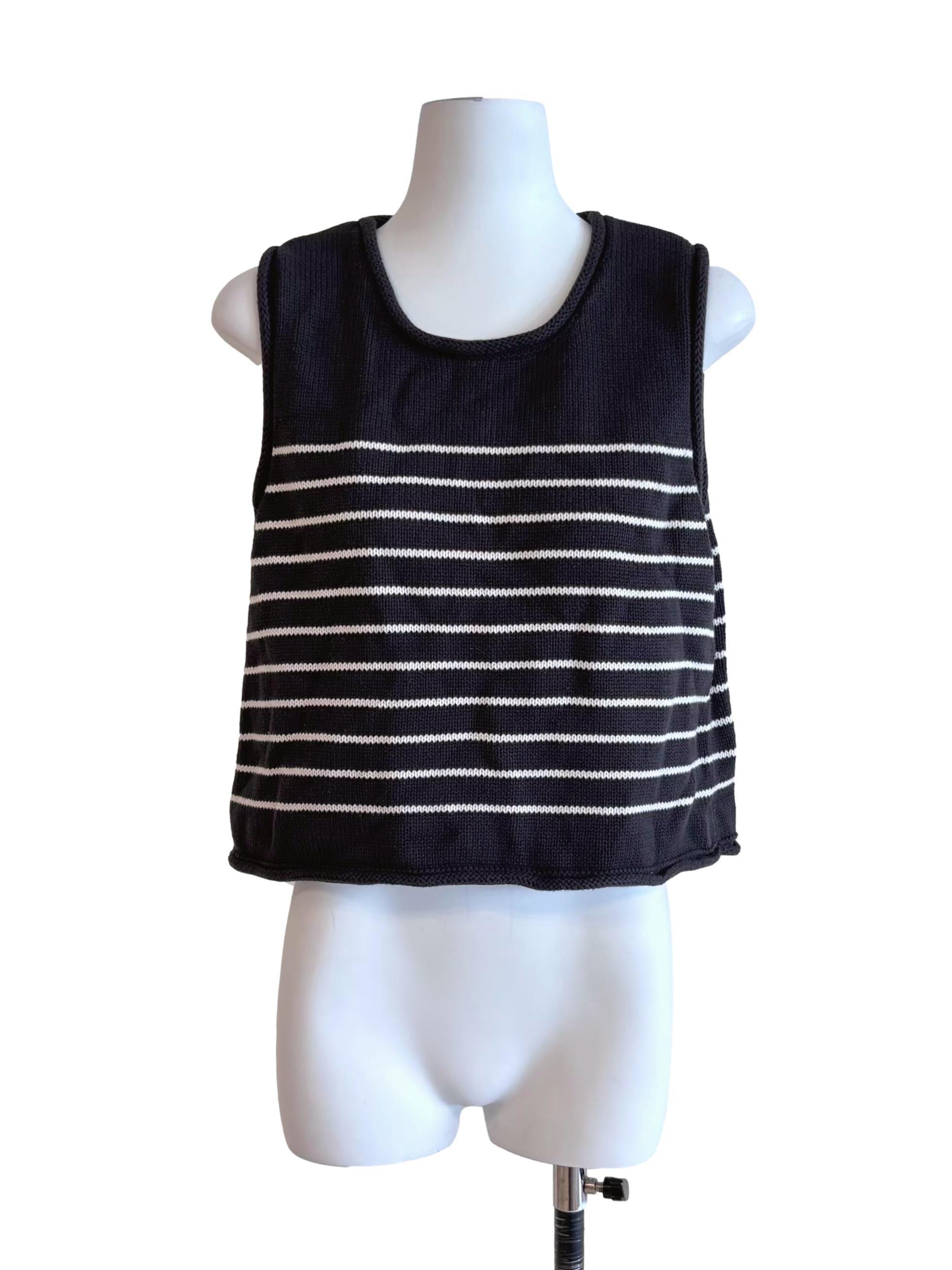 Ash Back Striped Sleeveless Knit Top