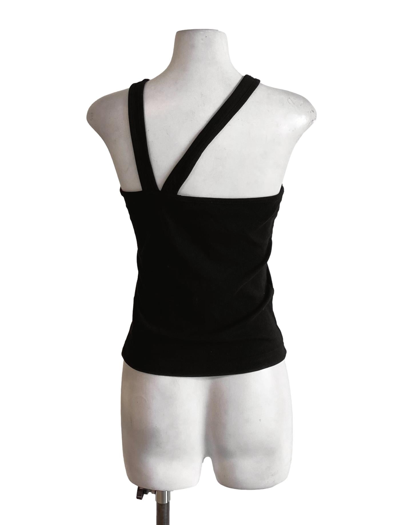 Ebony Black Round Neck Cut Out Sleeve Fit Tank Top TTR