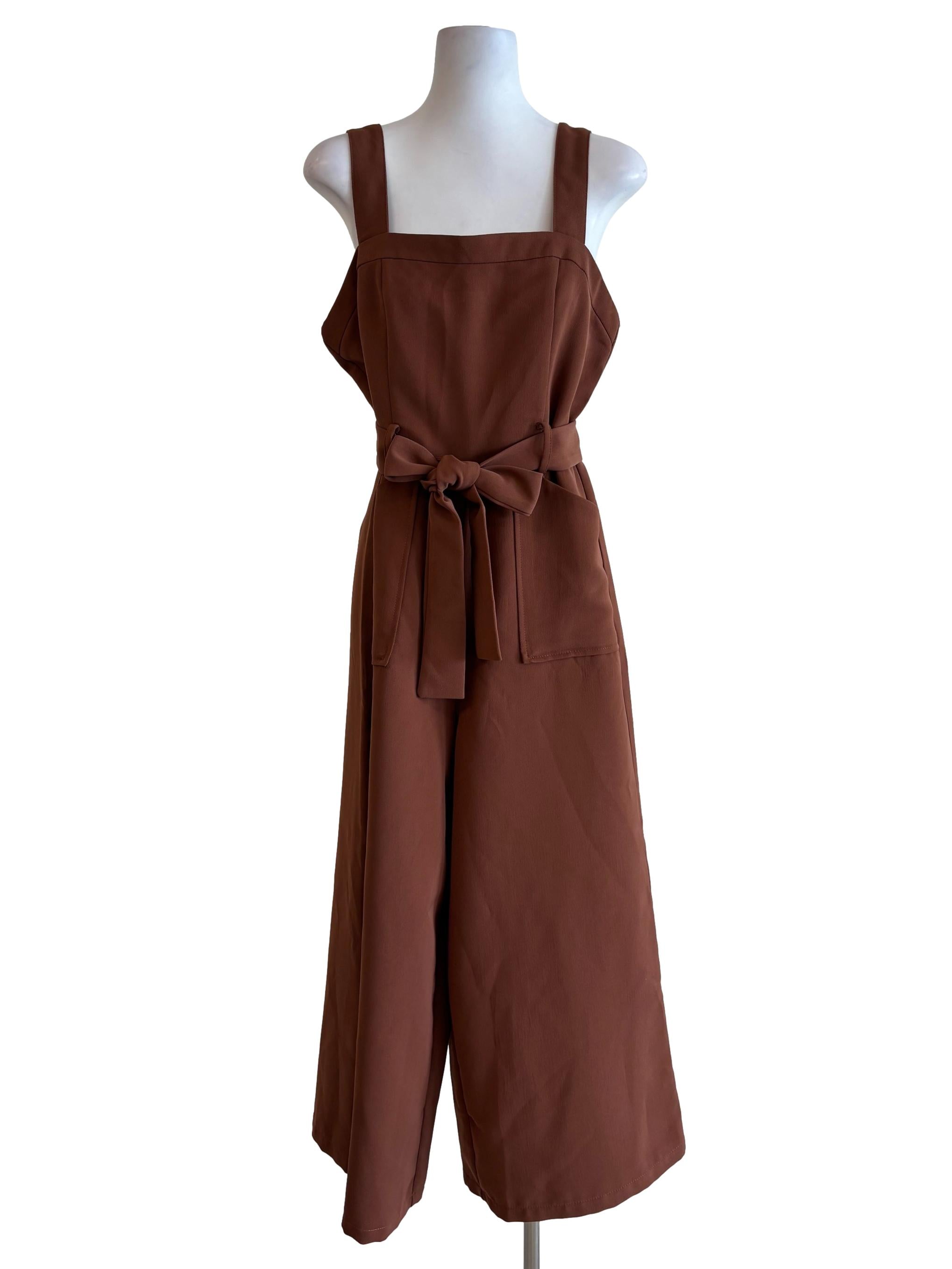 Chocolate Apron Belted Jumpsuit