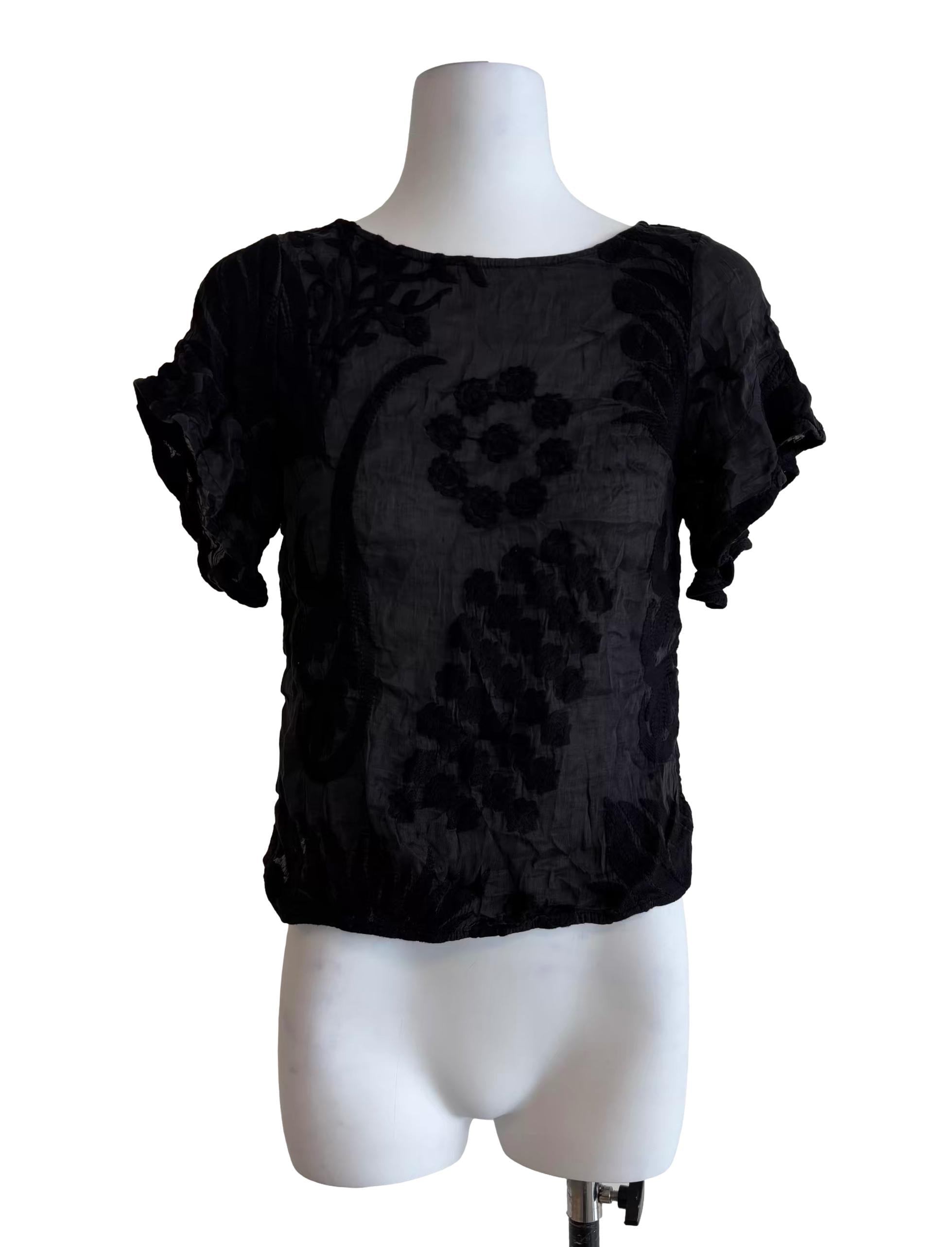 Onyx Black Textured Blouse