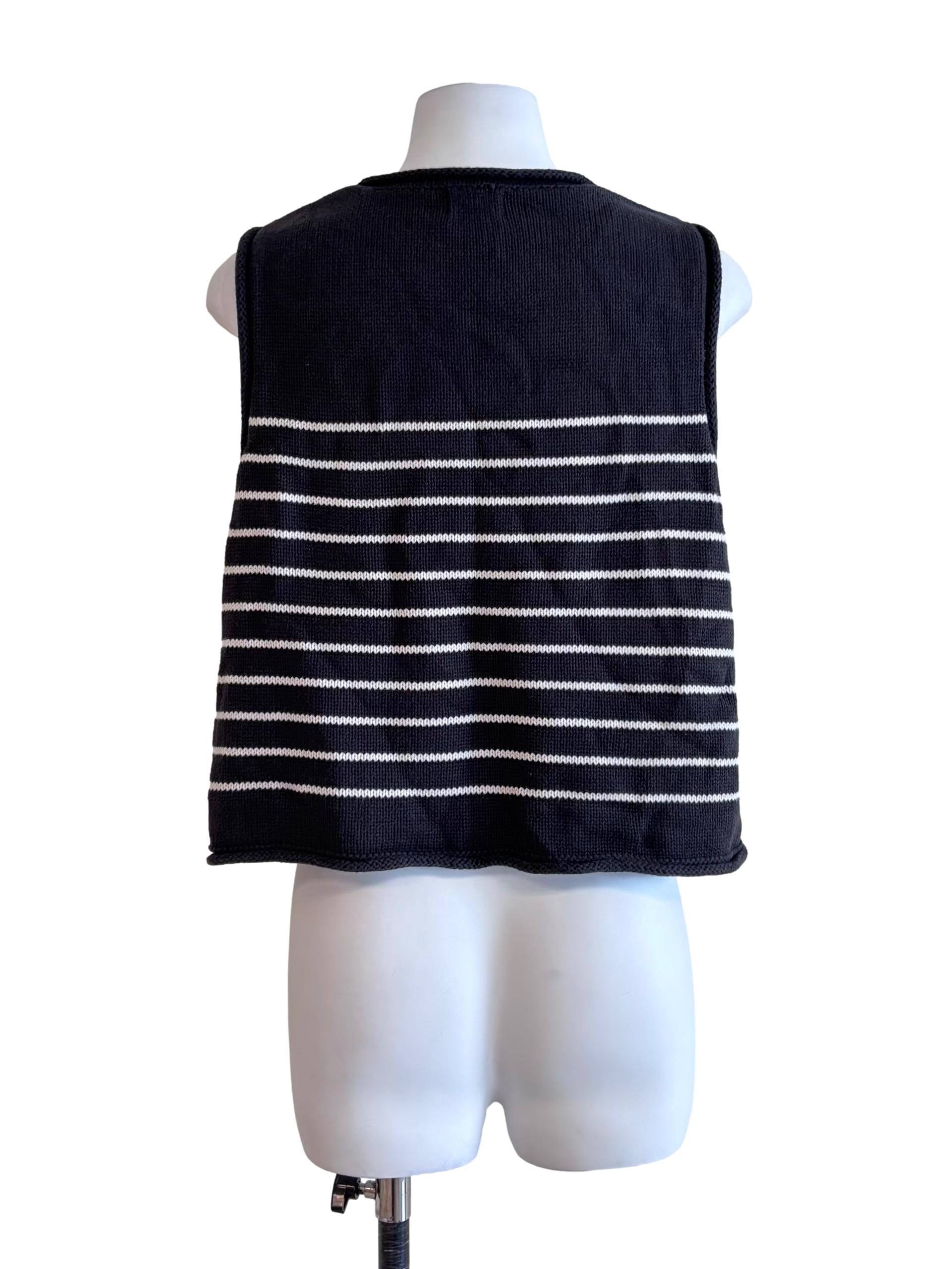Ash Back Striped Sleeveless Knit Top
